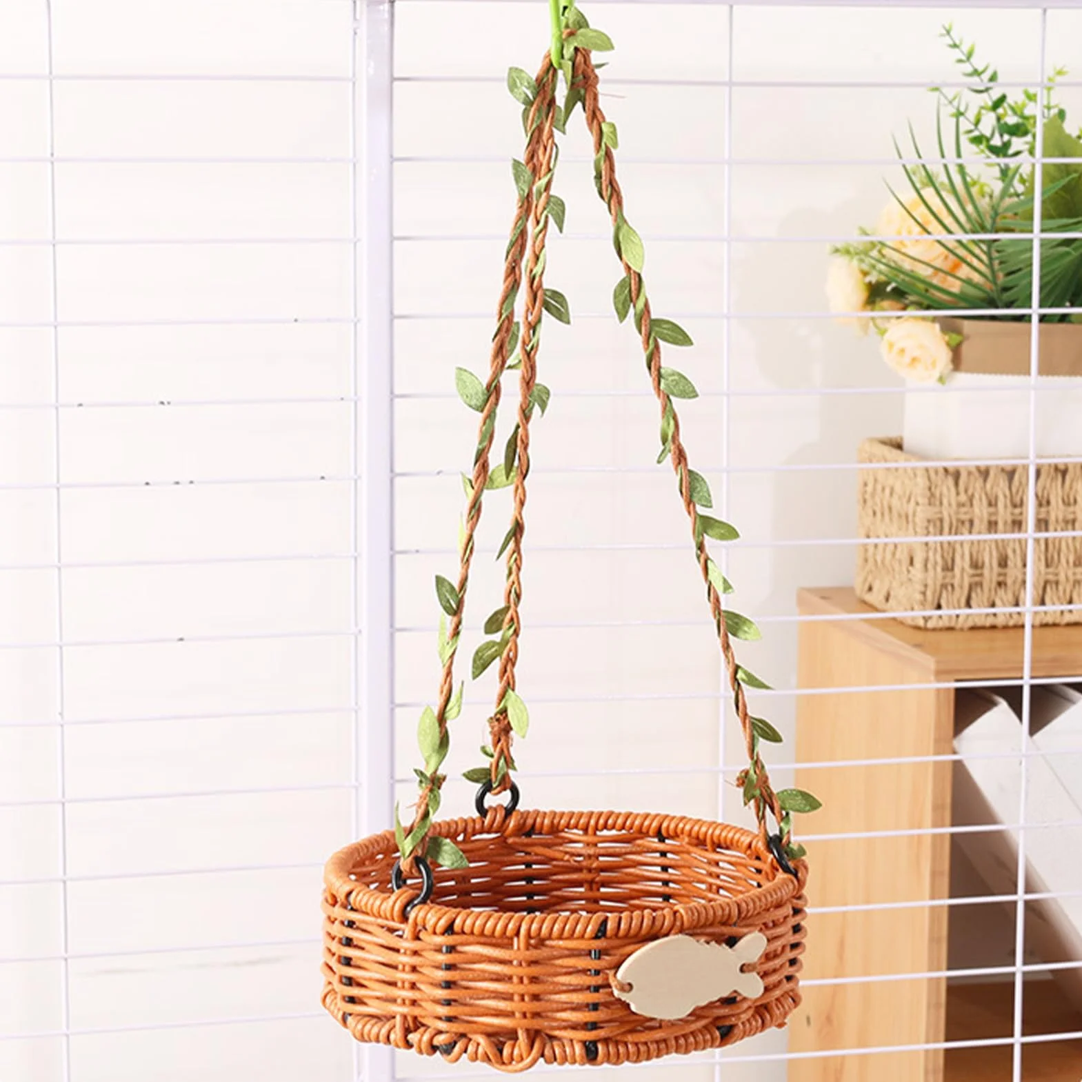 Hammock Bird Jaskinie gniazd ptaków Miejsca do spania Nymphensithich Imitat Rattan Vintage Ręcznie Oddychająca tkanina łatwa do czyszczenia dla Kanarków nimfy wspinaczkowe jedzenie
