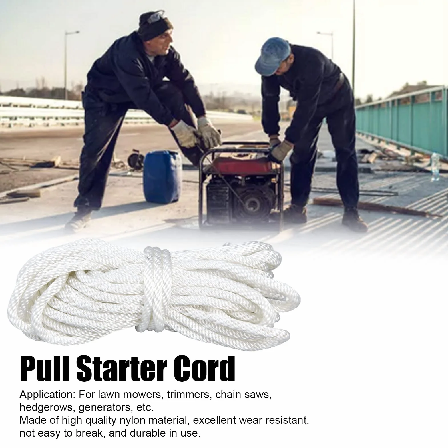 Pull Recoil linka startowa 10 m, długi sznurek nylonowy, 10 m, trymer, przycinarka do krawędzi, kosiarka do piły łańcuchowej, kosiarki, części silnika (3,0 mm)