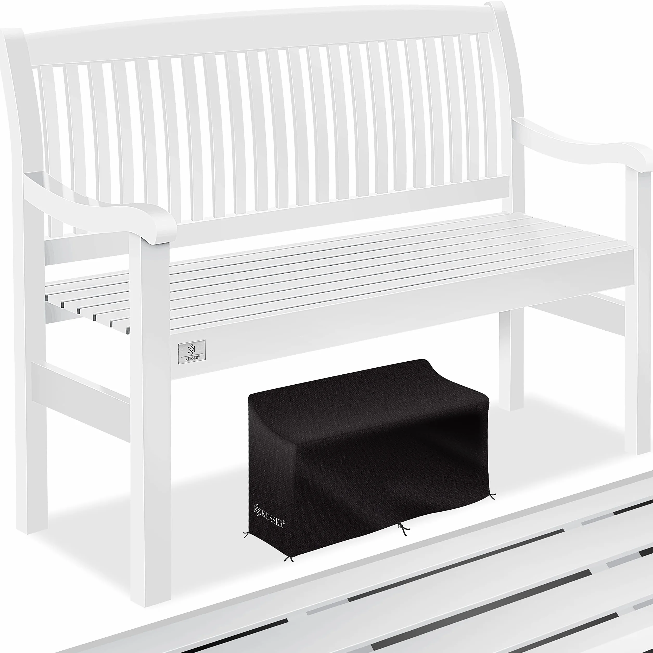 KESSER® Ławka ogrodowa z drewna odpornego na warunki atmosferyczne 125 cm, ławka ogrodowa 2-3 osobowa, ławka do siedzenia na zewnątrz, ławka balkonowa z litego drewna, ławka parkowa o ładowności 320