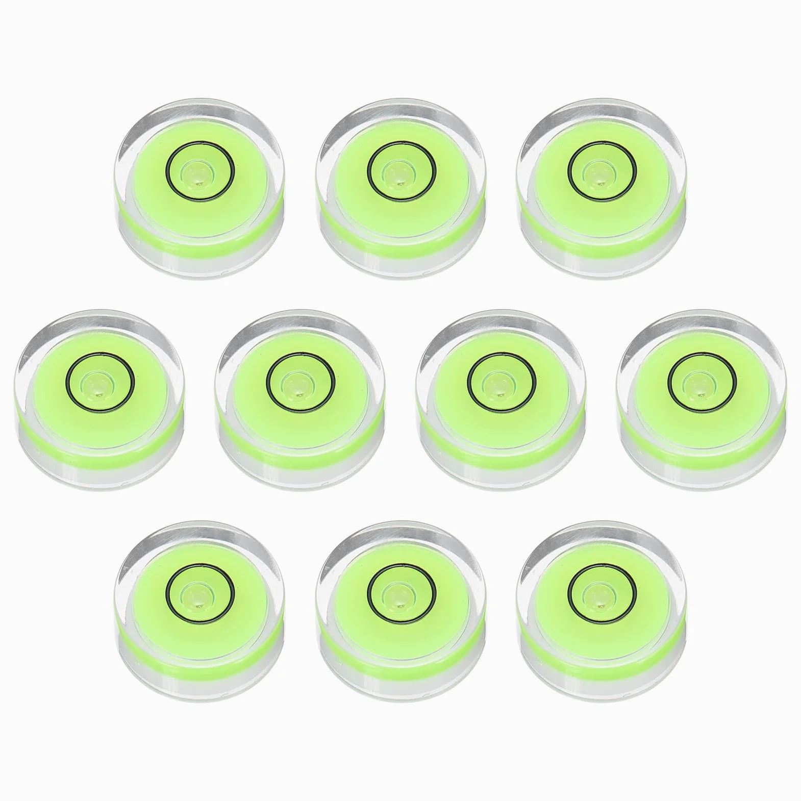 10 szt. okrągła poziomica bąbelkowa 15 x 6 mm – mini okrągła poziomica spirytusowa, narzędzia do pomiaru układu kamery, statywu, teleskopu, warsztatu, gramofonu, ramki na zdjęcia, zielone