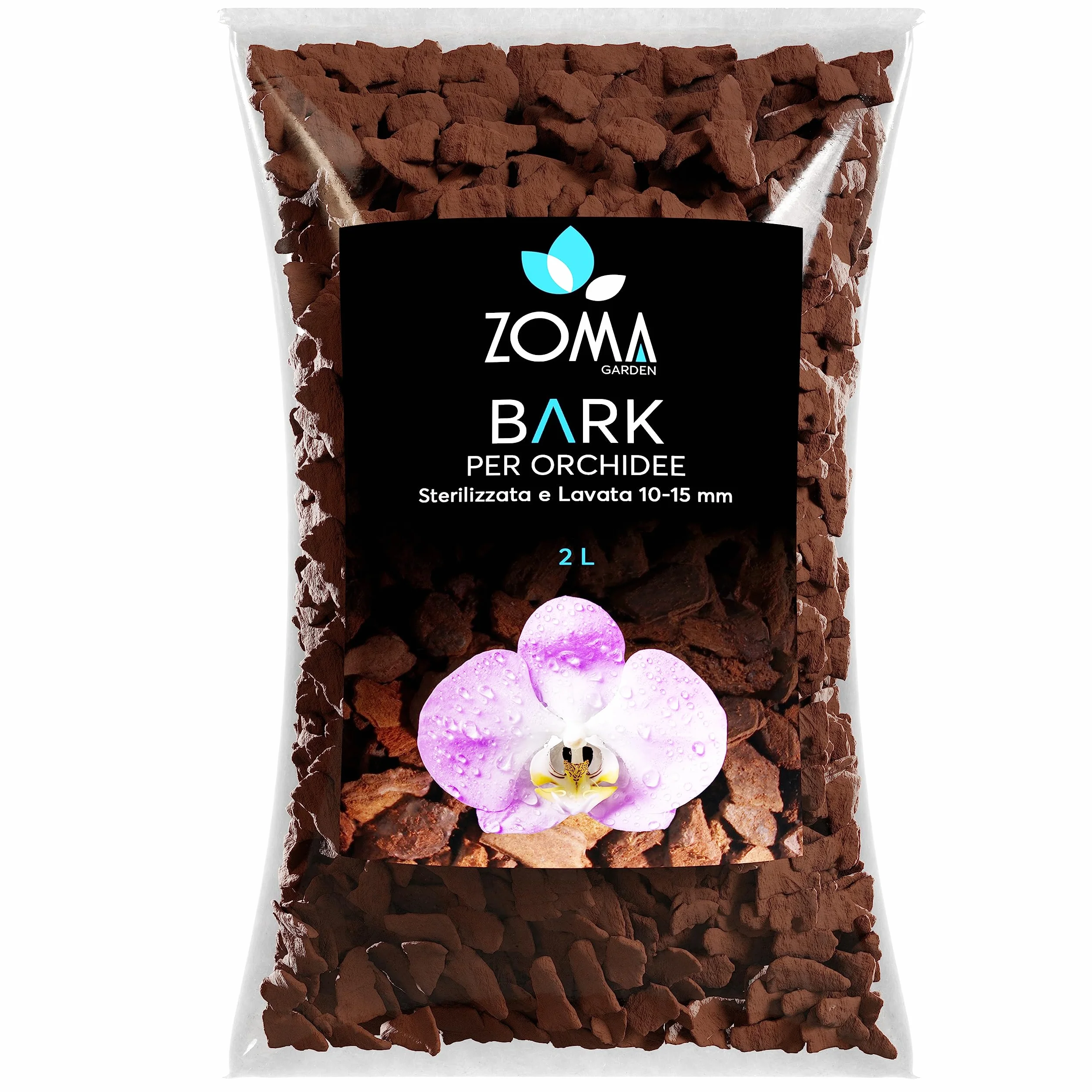 ZOMA GARDEN Premium Orchidee Bark - Naturalna kora do storczyków - umyta, sterylizowana, w 100% przyjazna dla środowiska - 2L (10/15 mm)