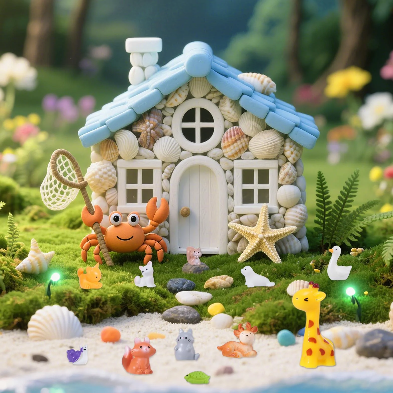 XREE 50 sztuk mini figurek zwierząt z żywicy, małe zwierzęta, wielokolorowe figurki z żywicy syntetycznej, mini kaczki, koty, świnie, łabędzie, do ogrodu wróżek, miniaturowych krajobrazów, domku dla