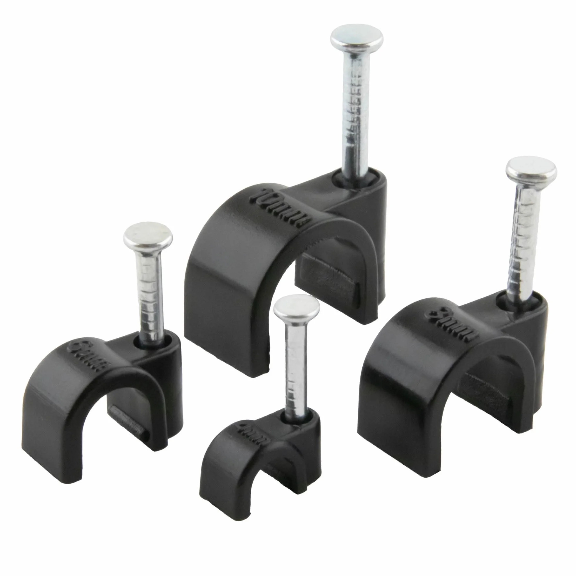 SeKi Opaski do paznokci asortyment 400 sztuk (100 x 4 mm, 100 x 6 mm, 100 x 8 mm, 100 x 10 mm) czarne obejma kablowa mocowanie do kabli uniwersalna obejma wraz z gwoździem