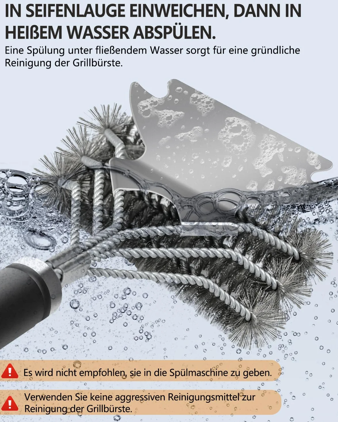 Szczotka do grilla ze stali nierdzewnej, szczotka do czyszczenia grilla, z długim uchwytem, ze stali nierdzewnej, szczotka do grilla gazowego, grilla na węgiel drzewny, grill elektryczny