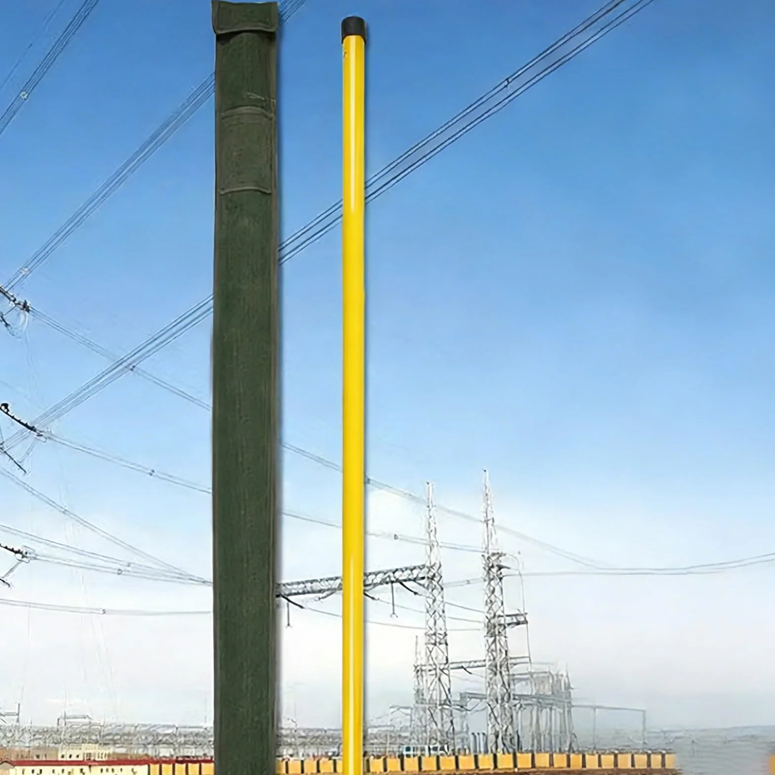 Izolowany pręt pomiarowy, izolowany drążek pomiarowy teleskopowy do inspekcji zasilania, wielokolorowy 6 m do 18 m (żółty, L 49,2 ft/15 m)