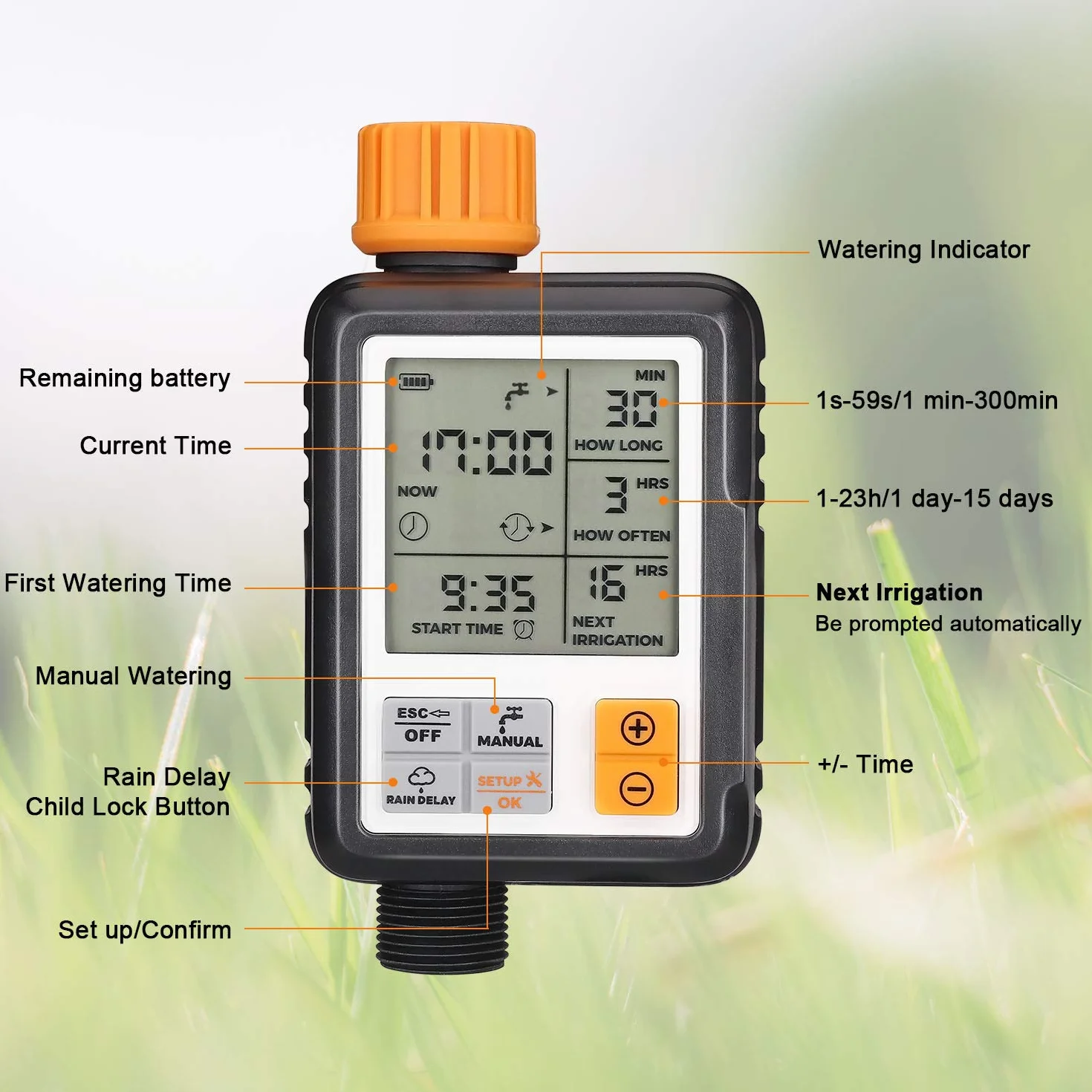 Johgee Programator automatycznego nawadniania wodoodporny 3" LCD timer ogród