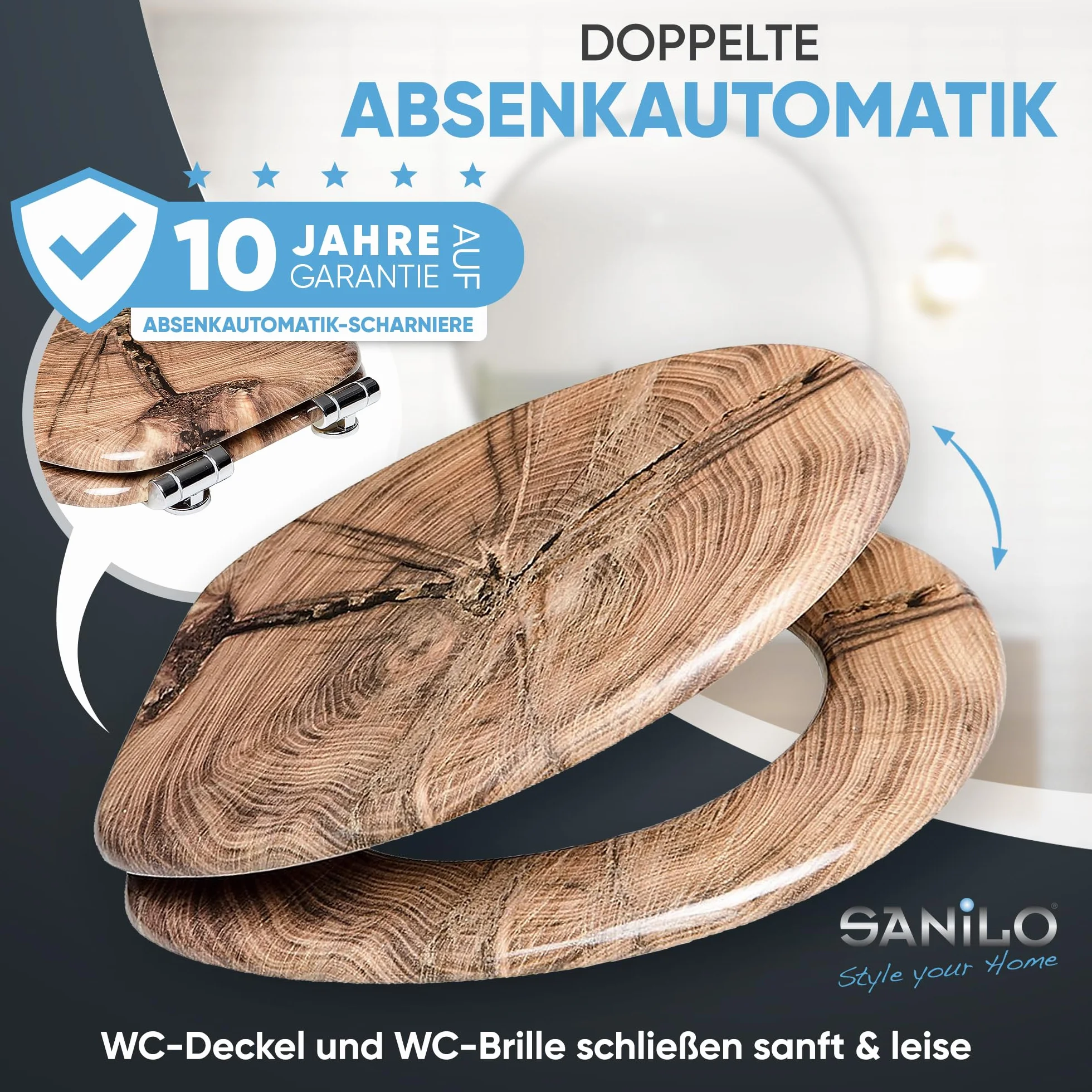 Sanilo Deska sedesowa wolnoopadająca, wiele pięknych drewnianych desek sedesowych do wyboru, wysoka jakość (Old Tree)