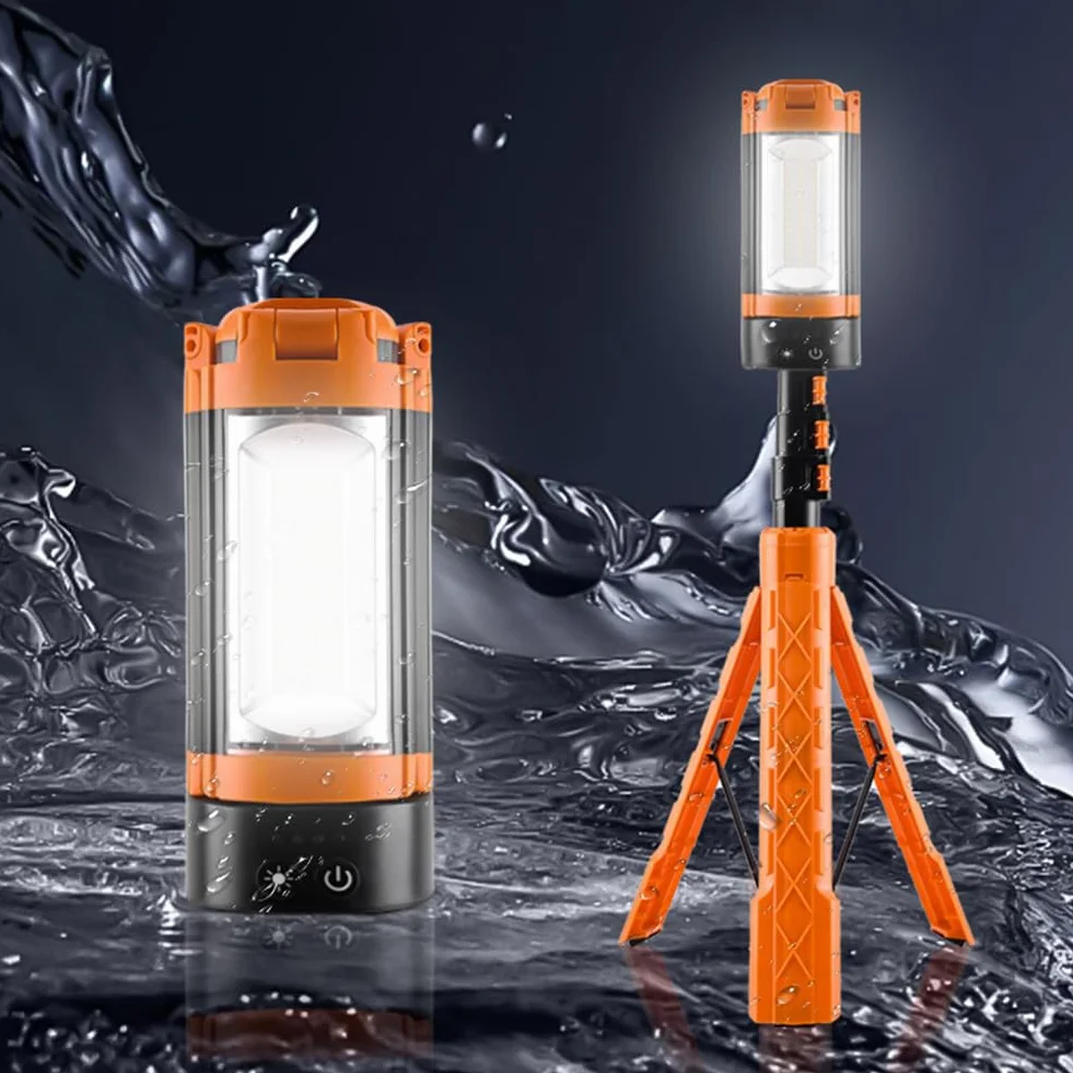 Przenośna teleskopowa lampa kempingowa ze stojakiem na statyw 10 000 mAh wodoodporna lampa LED do ładowania, 5 trybów oświetlenia, 2500 lumenów, na kemping, wędrówki, wędkowanie, miejsca pracy i w