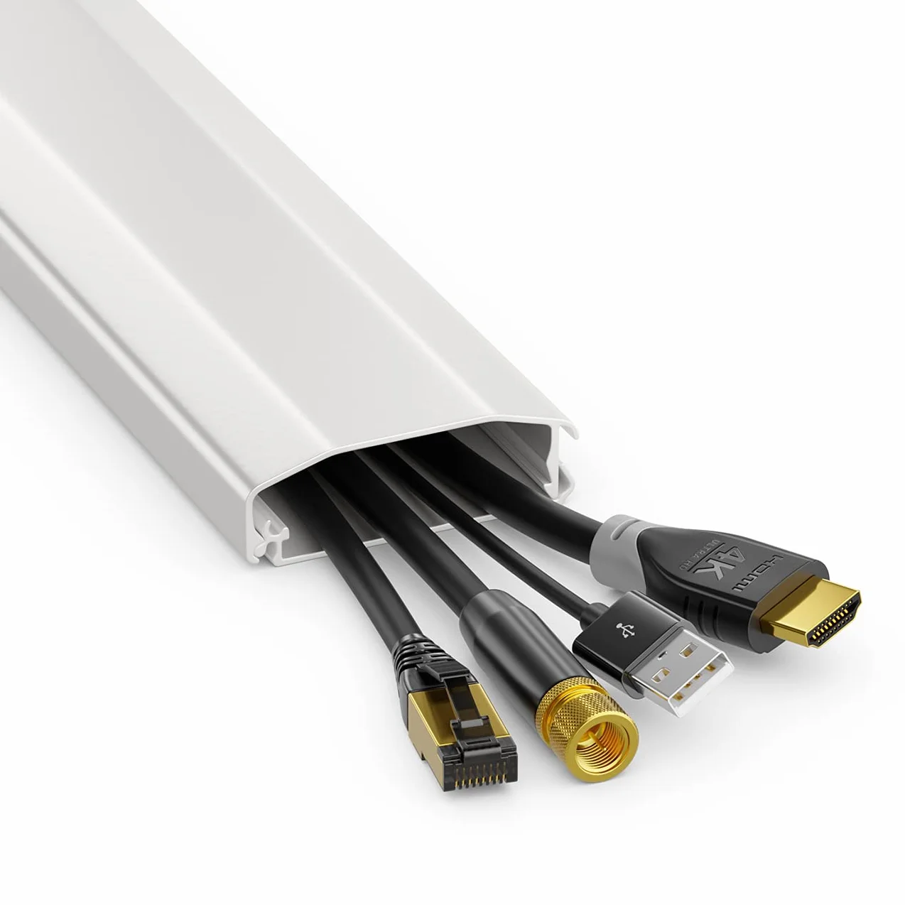 deleyCON uniwersalny kanał kablowy kanał liniowy innowacyjny mechanizm składania wysokiej jakości aluminium długość 50cm - szerokość 6cm - wysokość 2cm - biały