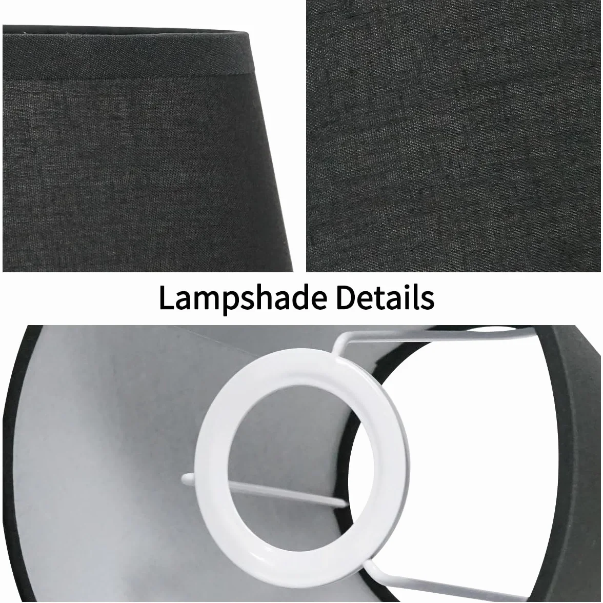 2 sztuki abażurów E14/E27 do lamp stołowych, lamp ściennych, kryształowych żyrandoli, abażur Górny 10 cm x Wysokość 14 cm x Dolny 16 cm, Czarny