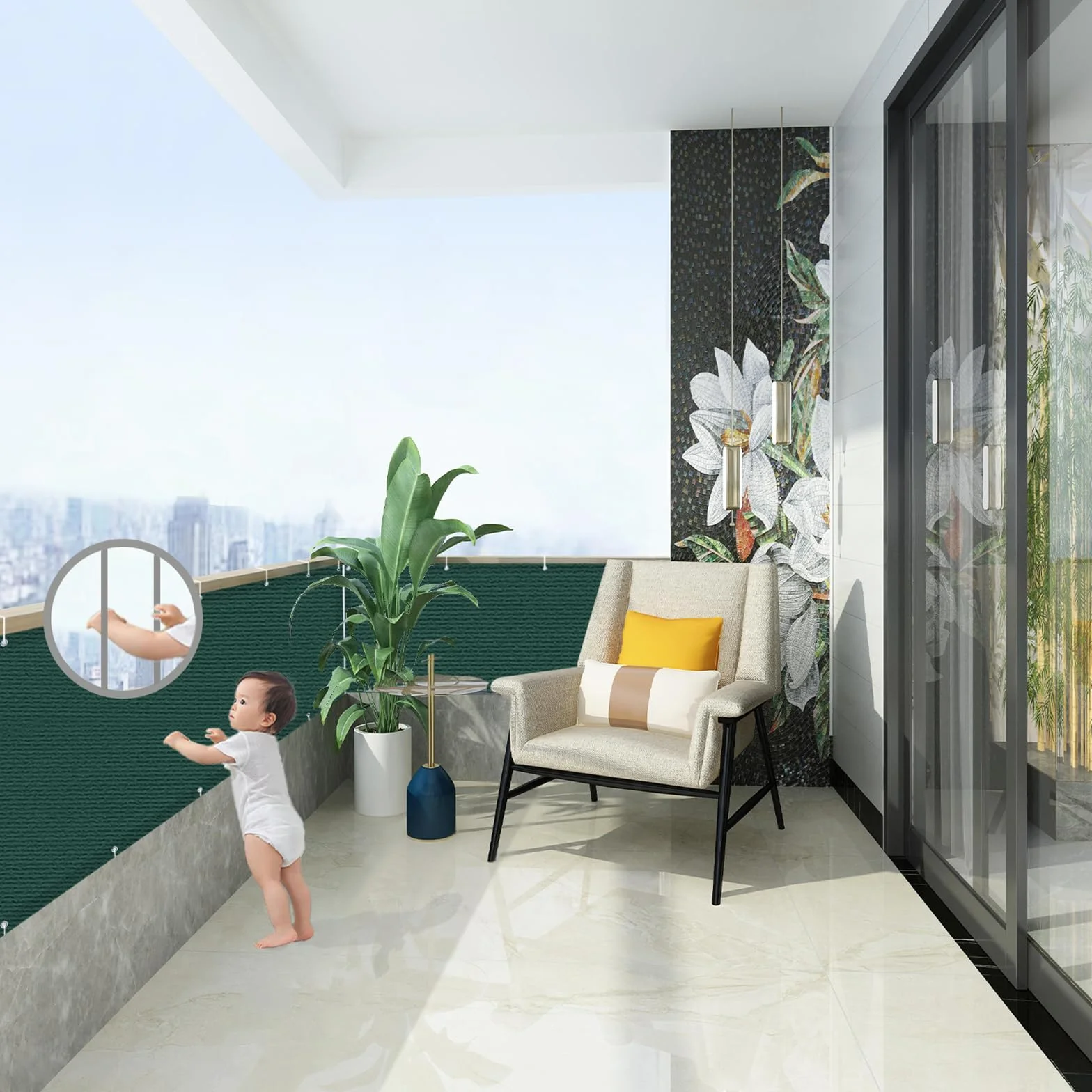 AXT SHADE Osłona Balkonowa 80x400cm HDPE ochrona UV do balustrad ciemnozielony