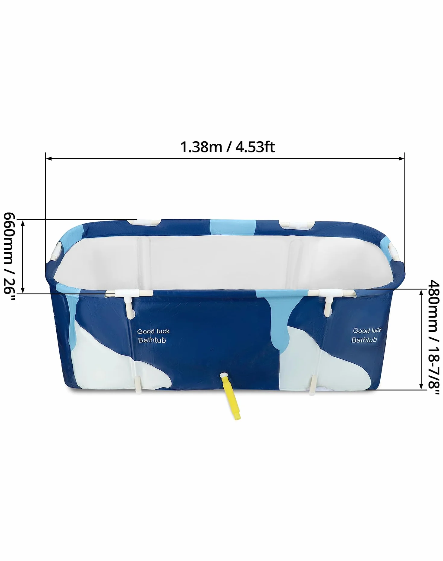 QWORK® Duża przenośna wanna 140 cm x 60 cm x 55 cm, składana plastikowa wanna dla dorosłych, wanna spa, do kąpieli w domu