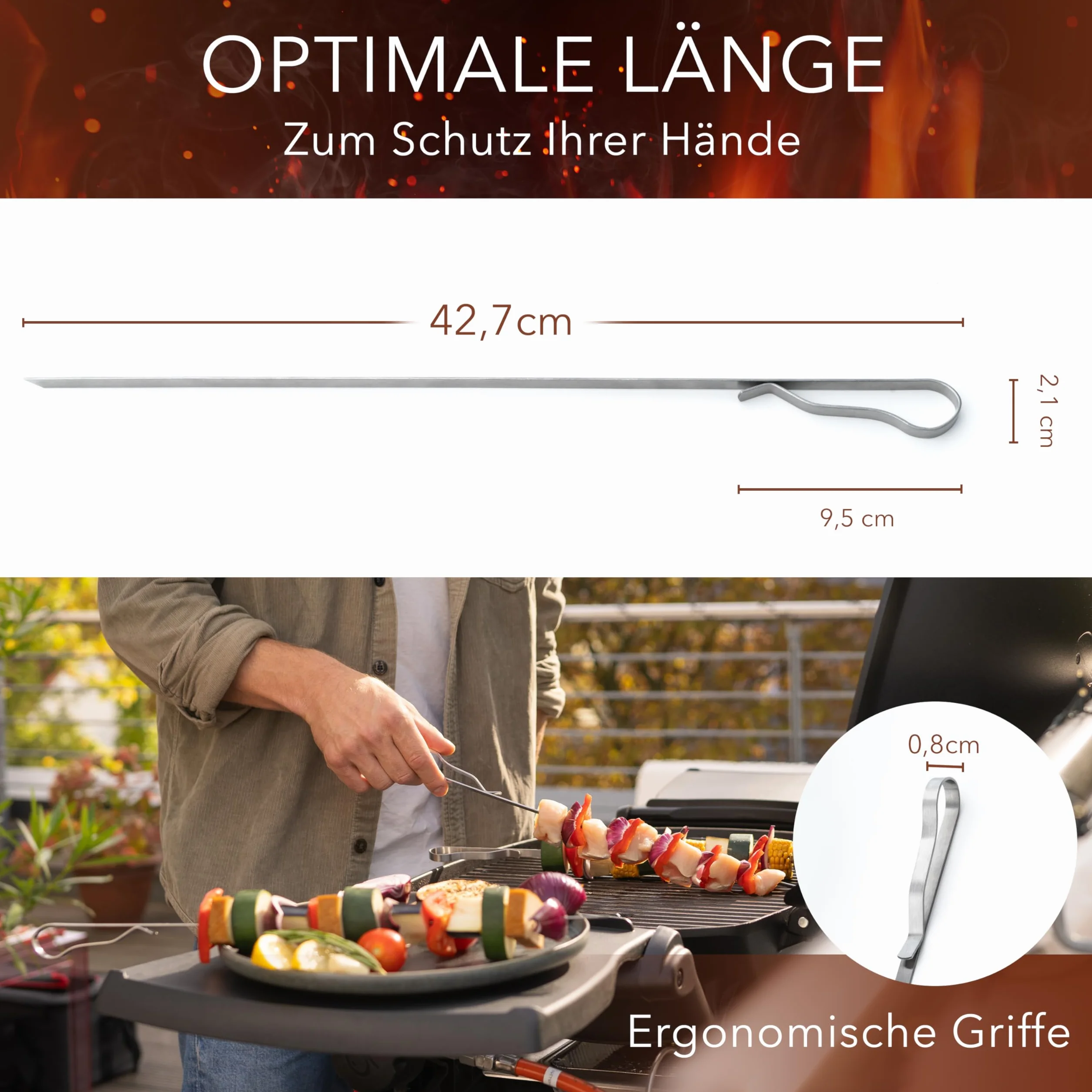 Szaszłyki do grilla ze stali nierdzewnej 10 sztuk szaszłyków wielokrotnego użytku 43 cm grill kebab shampura szaszłyki mięsne długie szaszłyki do mięsa i warzyw