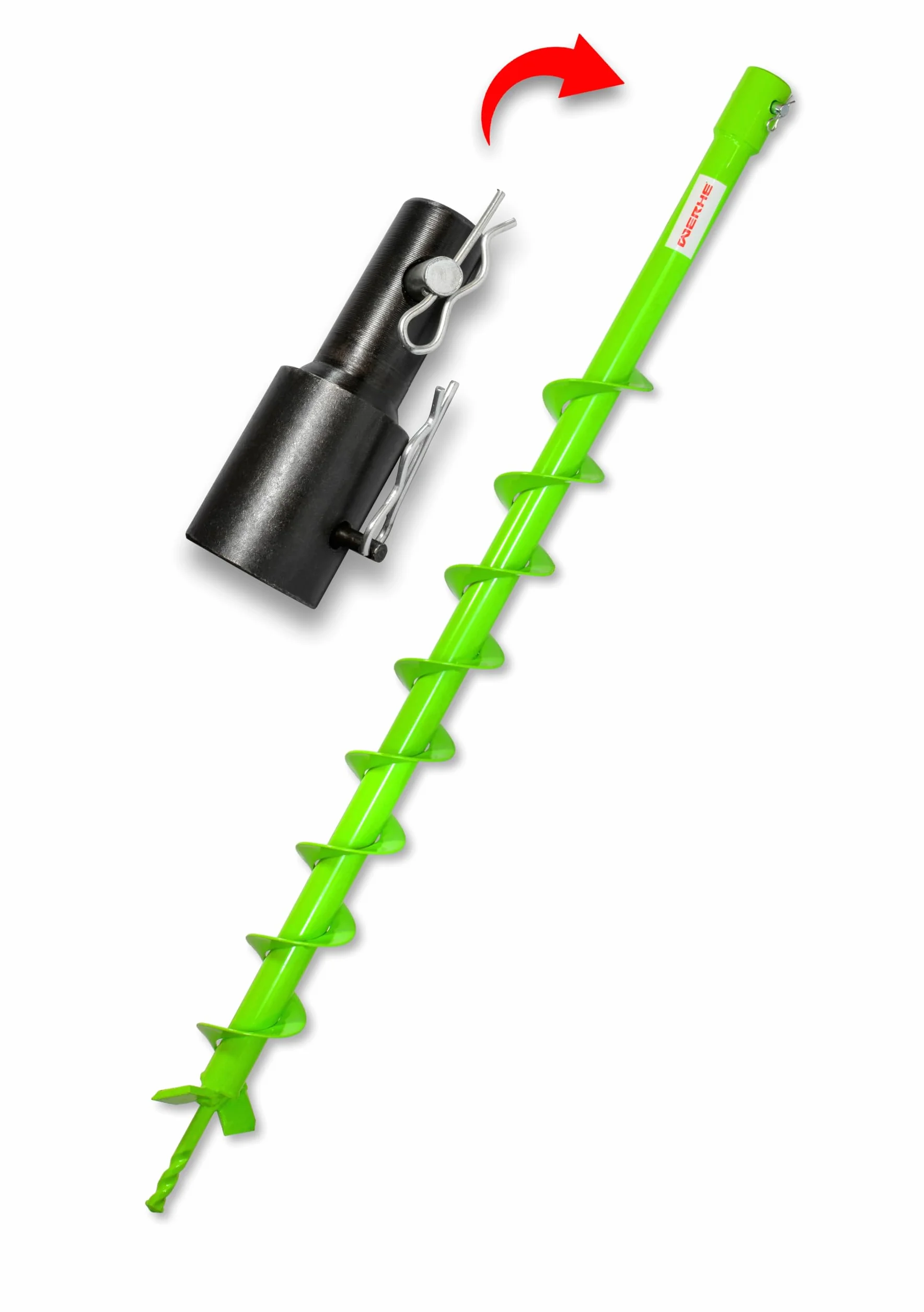 WERHE Świder ziemny do wiertnicy z adapterem Stihl ⌀50 mm, długość 80 cm - świder do studni, świder do sadzenia drzew, świder do otworów ziemnych, świder do pali, świder do przepustów