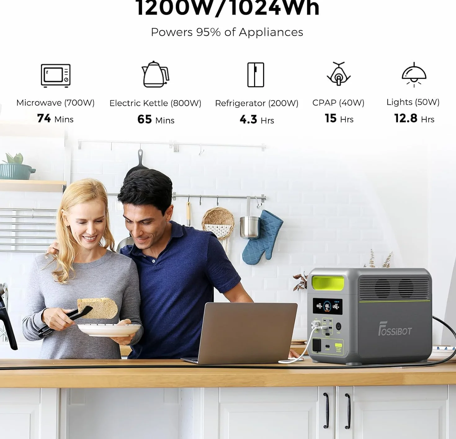 FOSSiBOT F1200 przenośna stacja zasilania 1024Wh 1200W panel słoneczny 200W