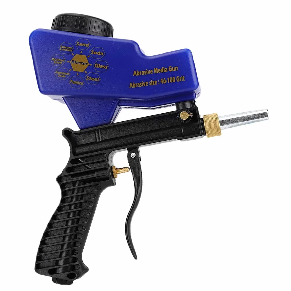 ANGGREK Przenośny Pistolet do Piaskowania Grawitacyjnego, Lekka Piaskarka Antypneumatyczna z Regulowanym Natężeniem Przepływu do Czyszczenia Metalu