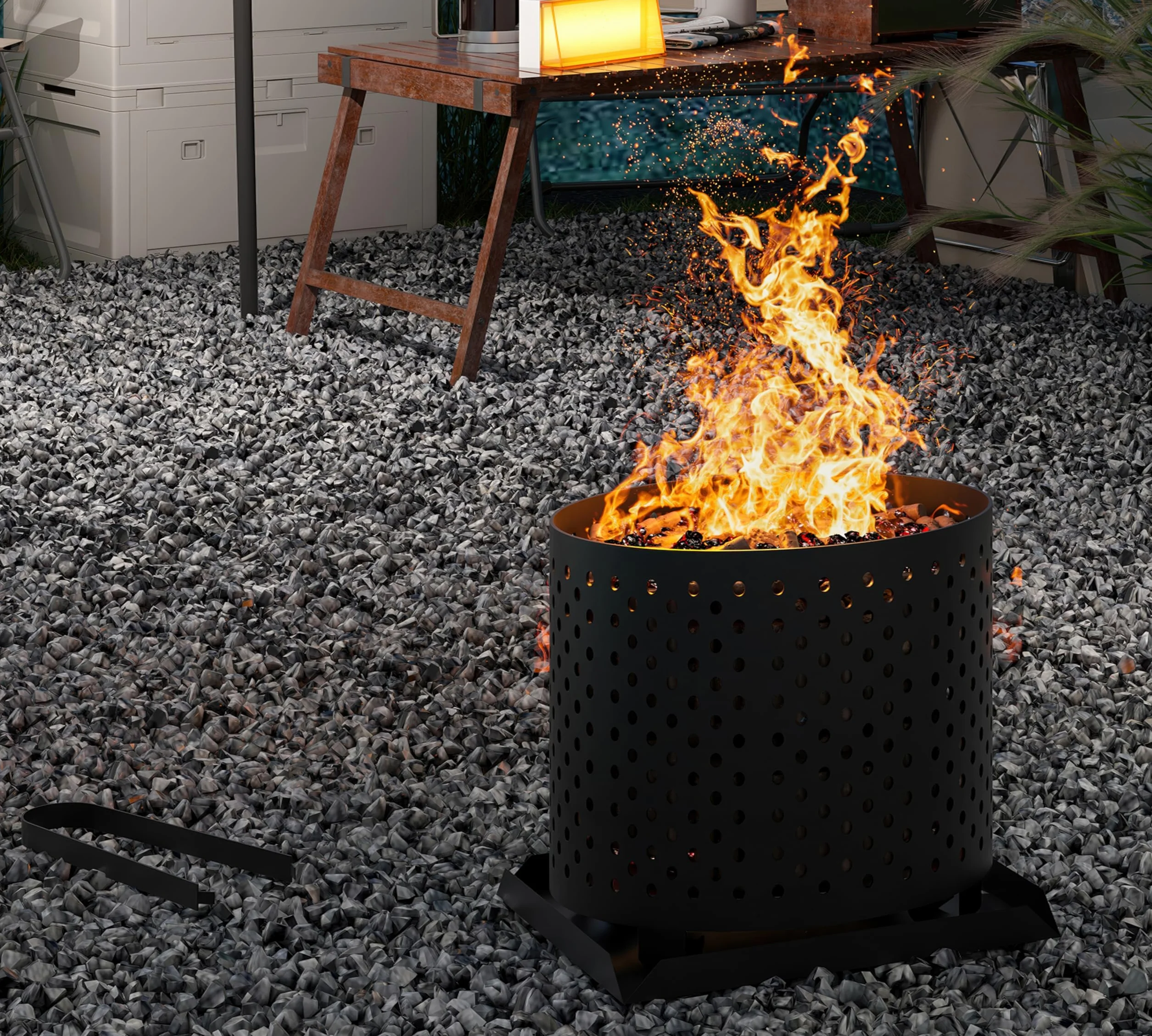 Kingson Kosz na pellet do kominka stalowy palnik 24x17x22 cm