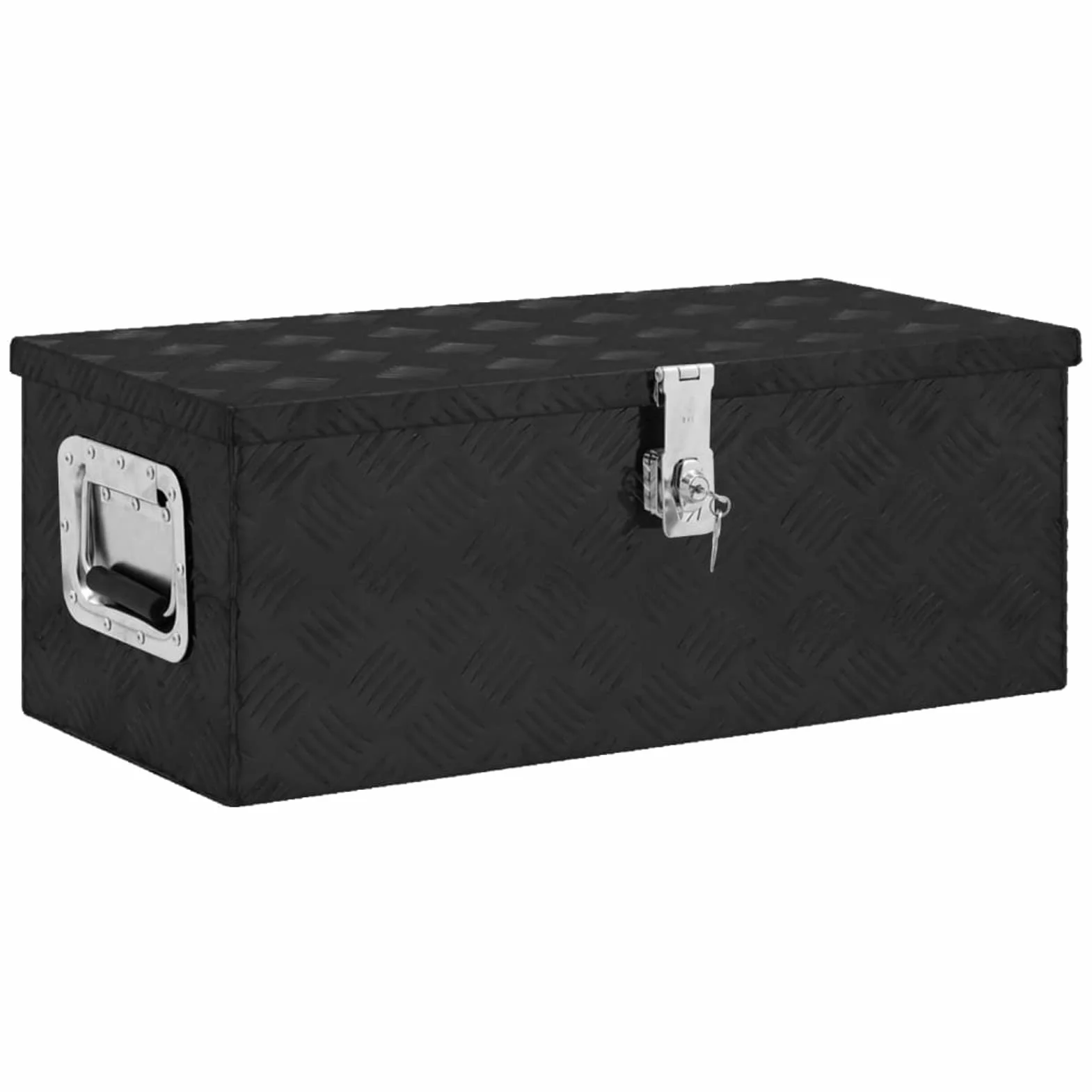 ShGaxin Aluminiowa skrzynka magazynowa czarna 70x31x27 cm, metalowa skrzynka narzędziowa, skrzynka na narzędzia, aluminiowe pudełko