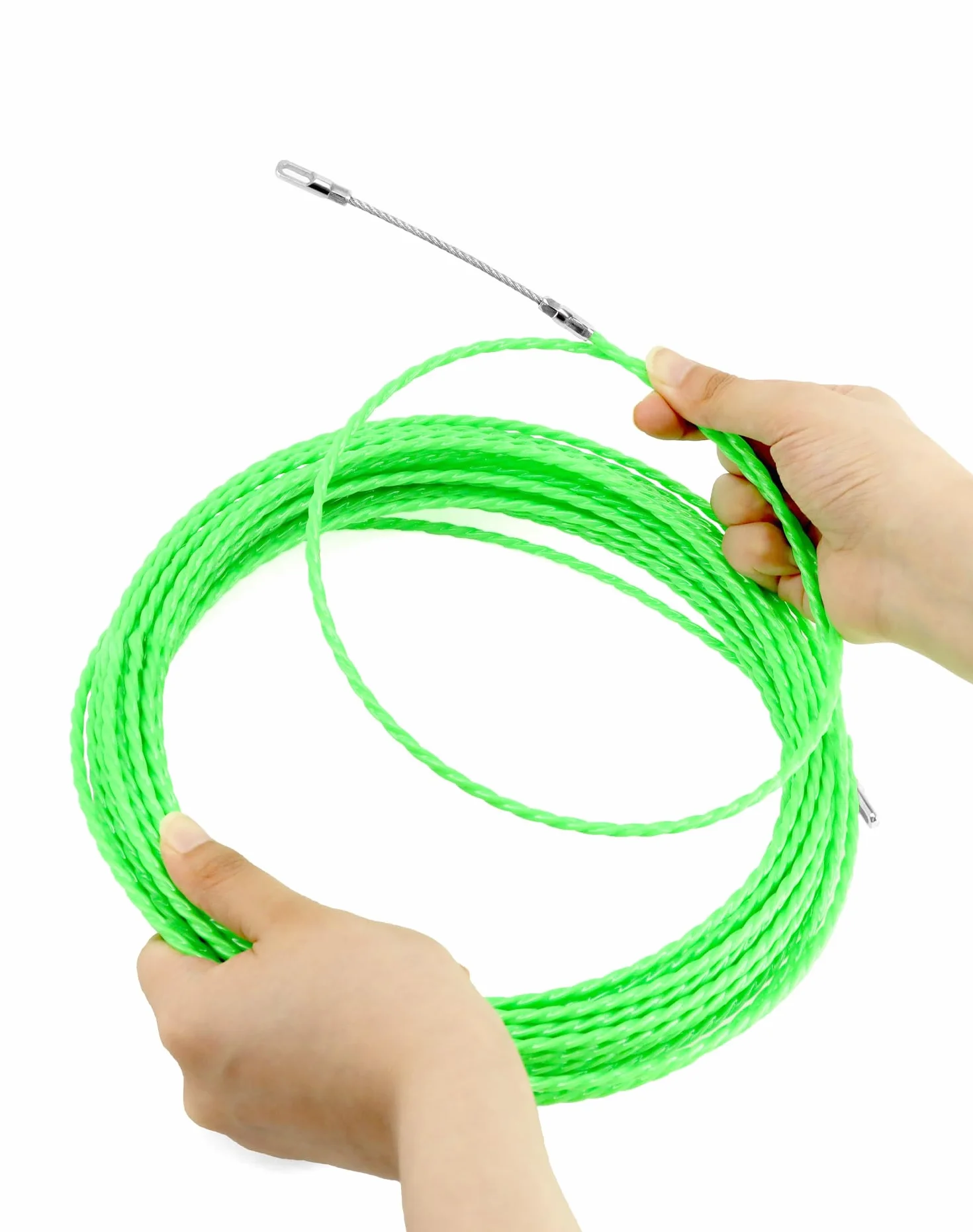 QWORK® 15M ściągacz do kabli pomoce do ciągnięcia, nawlekacz do drutu ściennego, szerokość 4.5mm do prowadzenia kabli, kable komunikacyjne, narzędzia dla elektryków