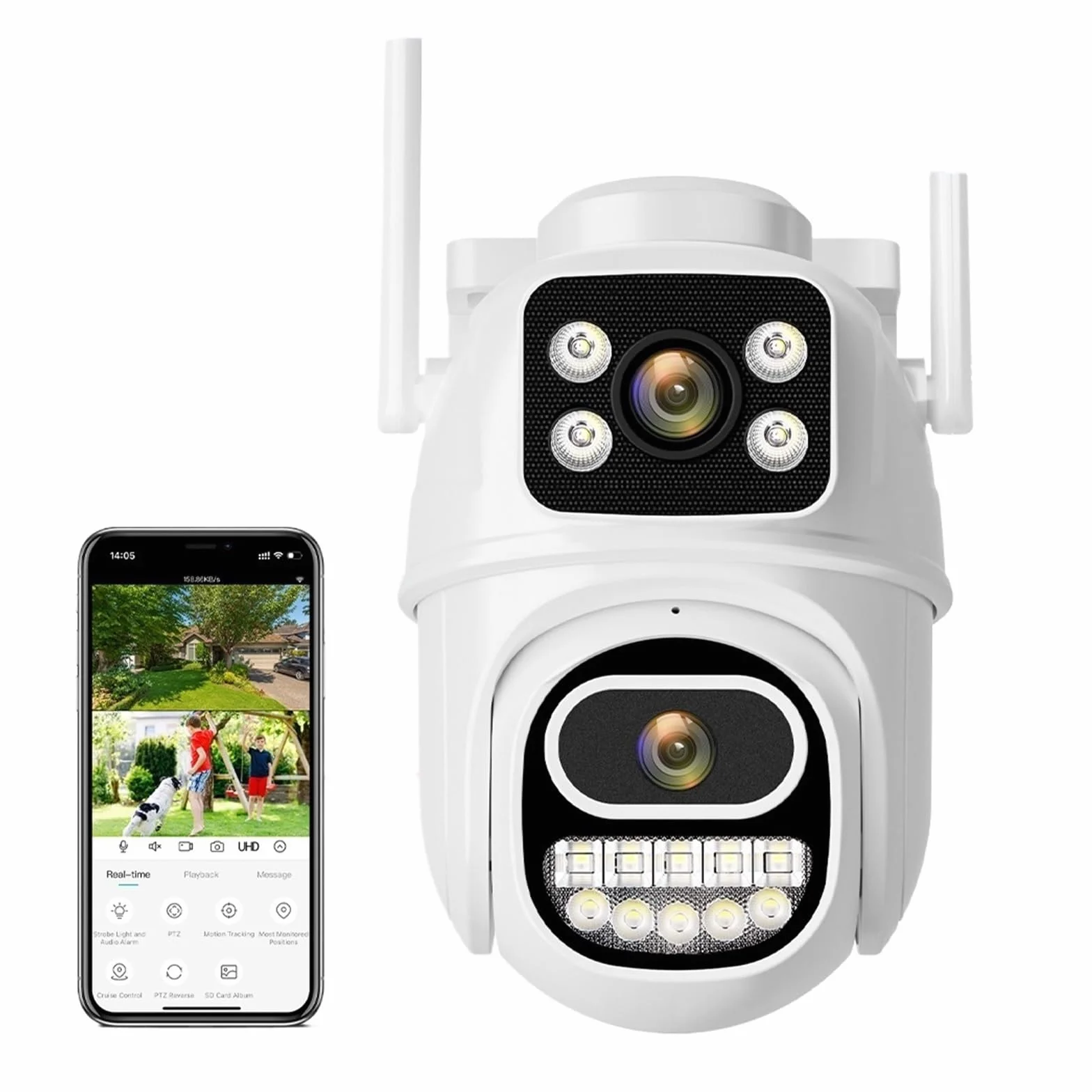 Kamera IP WIFI 6 MP, podwójny obiektyw, podwójny ekran, kamera do monitoringu zewnętrznego PTZ, wykrywanie osób, noktowizor, ochrona bezpieczeństwa(6MP PTZ WIFI Camera)