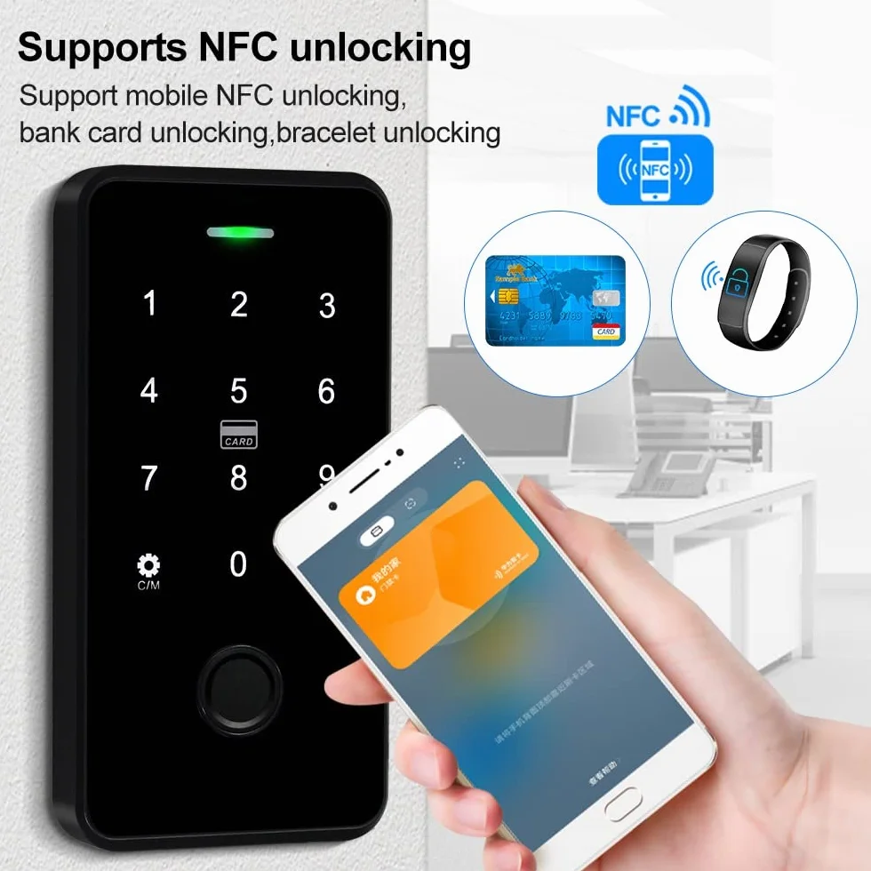 YiToo Biometryczna klawiatura kontroli dostępu do odcisków palców aplikacja Tuya inteligentny otwieracz do drzwi NFC wodoodporna klawiatura RFID 13,56 MHz z wyjściem/wejściem Wiegand 26 bitów