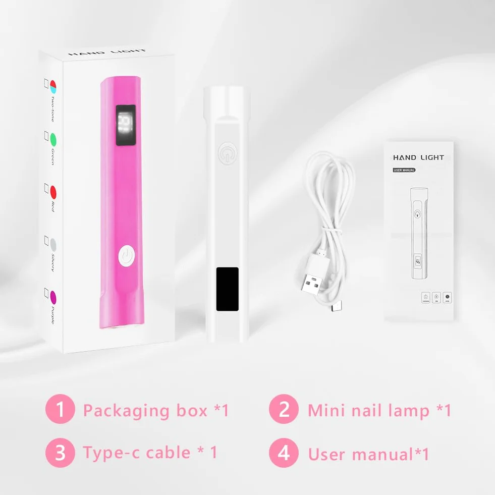 LOPHE przenośna lampa UV do paznokci, mała lampa UV do paznokci żelowych, ładowalna lampa do paznokci USB z ekranem LED i timerem 10s 30s 60s, przenośna latarka LED do paznokci, prezent dla kobiet do