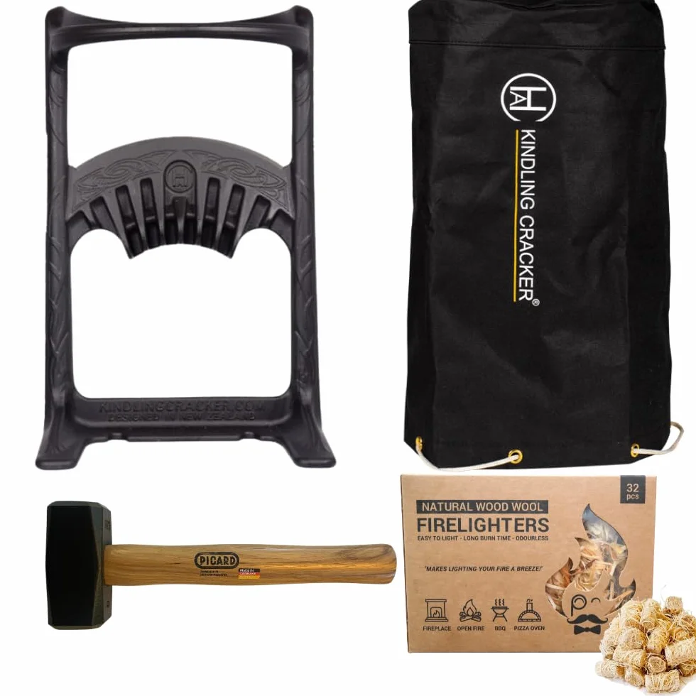 Kindling Cracker King Firewood Splitter With Hammer, Cover & Firelighters