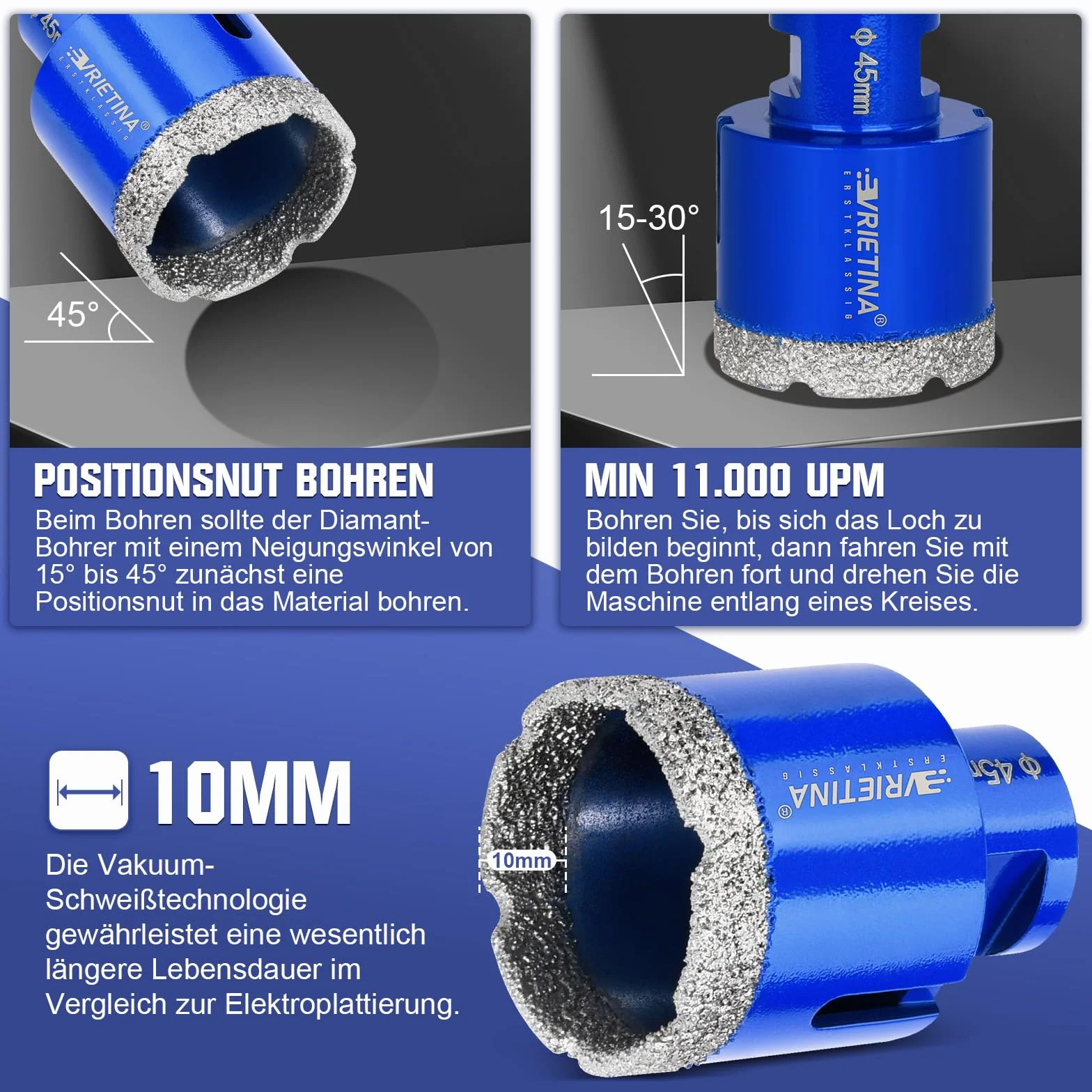 16 mm diamentowe wiertło do płytek M14 wiertło diamentowe wiertło do szkła na mokro i na sucho koronka wiertnicza do szlifierek kątowych, diamentowa koronka wiertnicza wiertło otwornica do płytek,