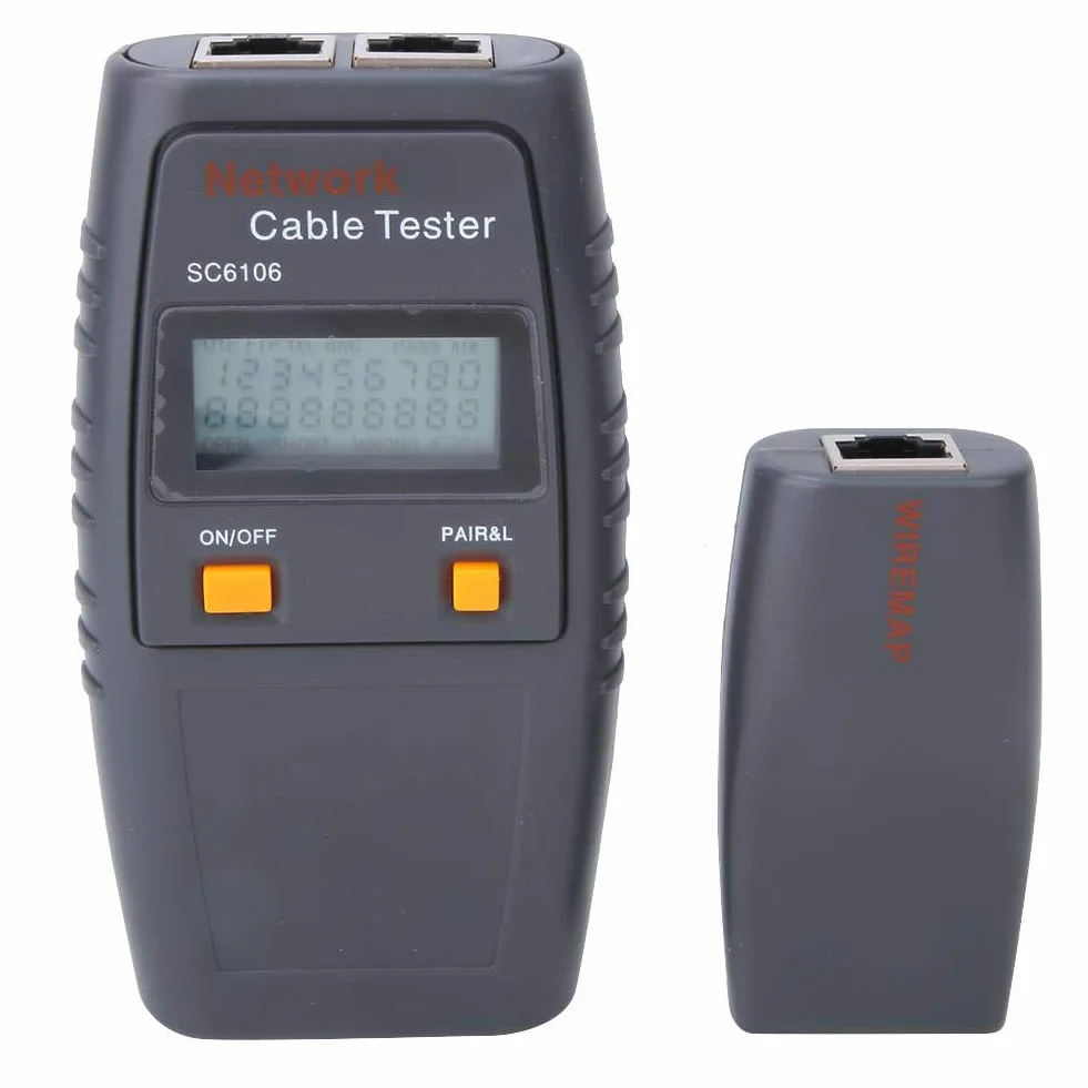 Tester kabli Lokalizator linii RJ11 RJ45 SC6106 Tester sieci LAN Tester kabli przewodowych Test linii elektrycznej z wyświetlaczem LCD