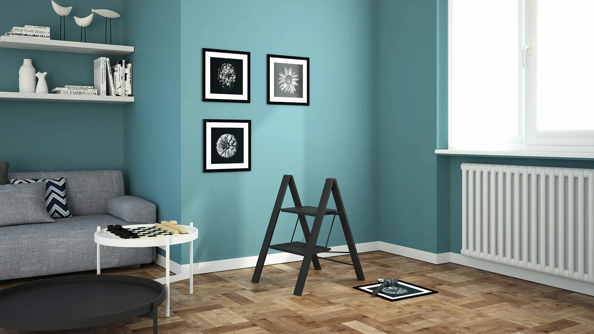 Anodowane aluminiowe stepy stool Leonardo 2 Black