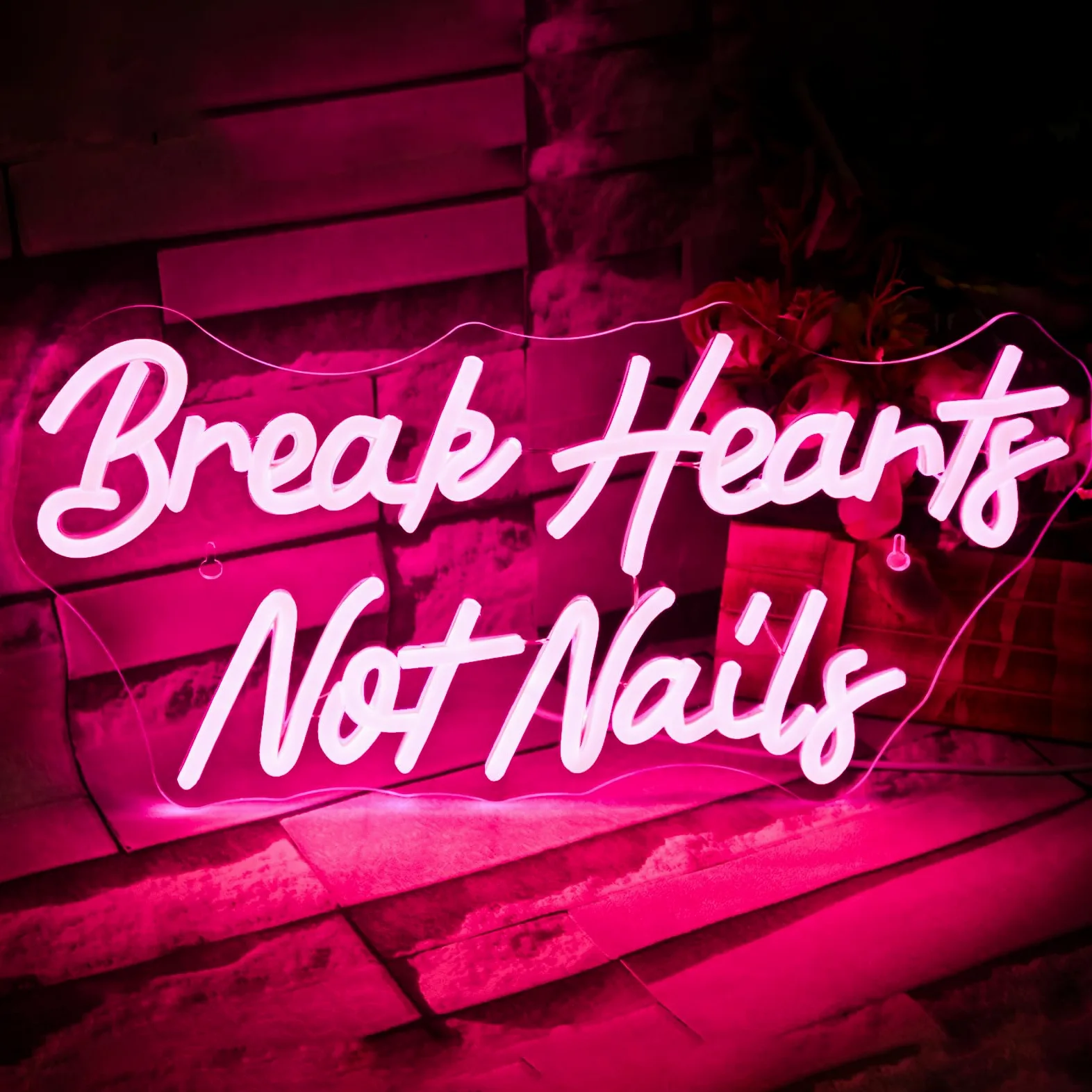 Neonowy znak "Break Heart Not Nails" do dekoracji ścian, neonowy jasnoróżowy neon LED do sypialni, paznokci, salonu, salonu piękności, sklepu, dekoracja, prezent
