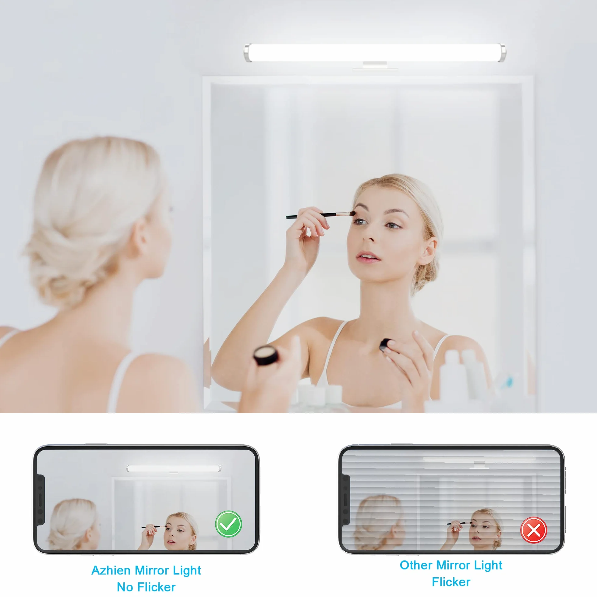 LED lustro łazienkowe, 10W 1200LM 40cm neutralna biel 4000K, montaż 3 w 1 IP44 230V kinkiet lampa lustrzana, bez migotania lampa łazienkowa oświetlenie ścienne: 400mm