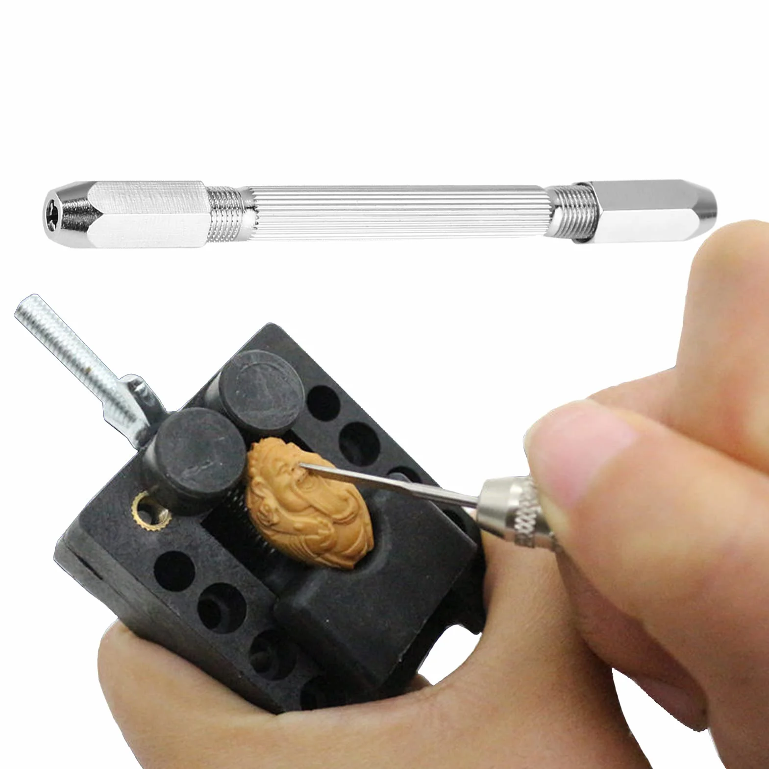 Wiertarka ręczna, świder ręczny Mini Micro 0-3 mm Wiertło imadło z podwójnym końcem, ręczny uchwyt obrotowy świder do wiercenia w drewnie, lipie, rogach kostnych