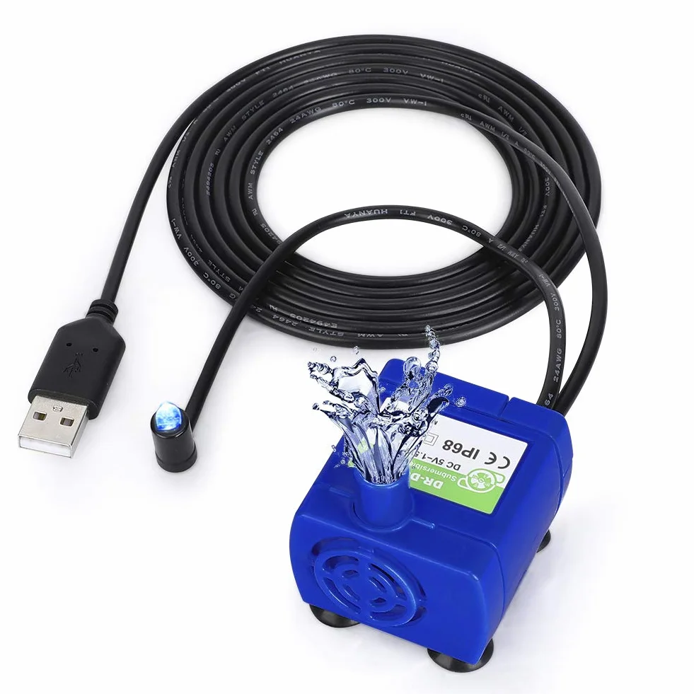 Pompa do Fontanny dla Kota Zatapialna LED 5V USB Cicha Energooszczędna