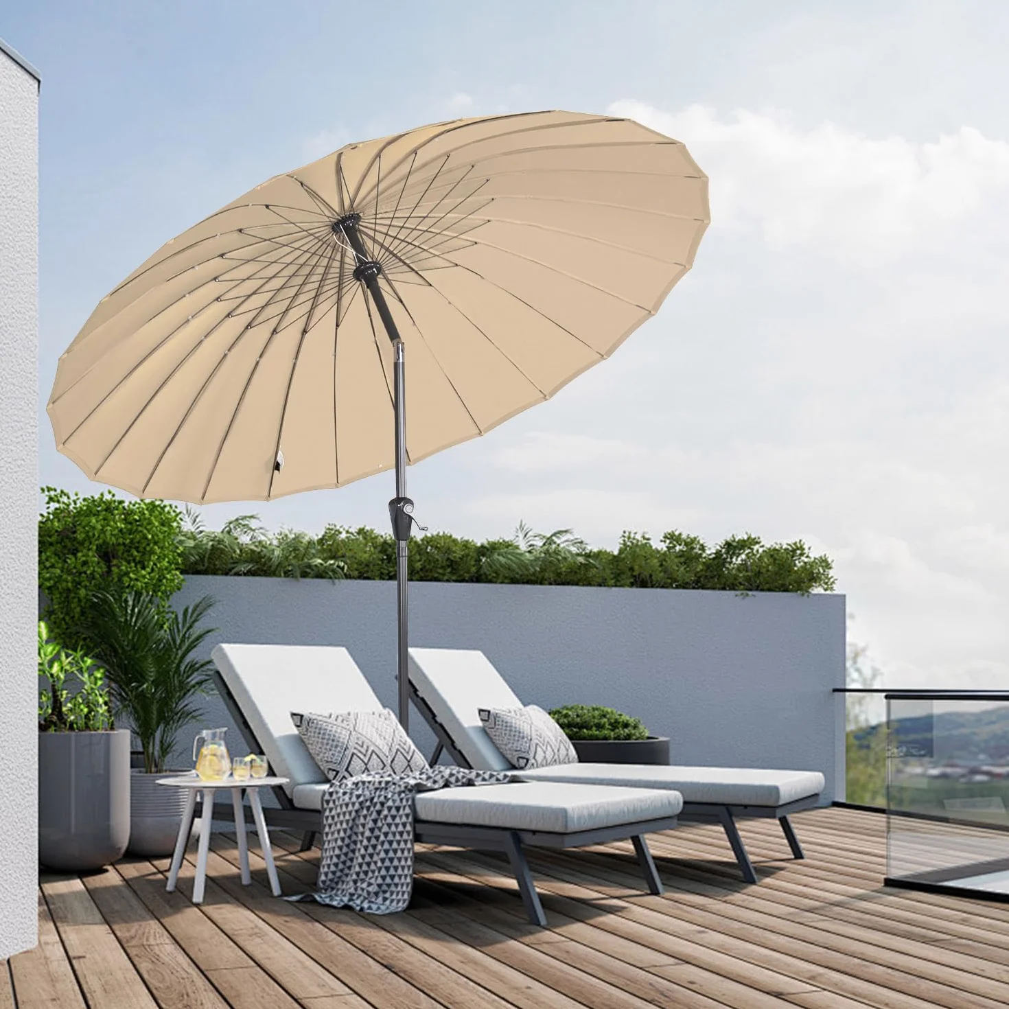 Angel Living 250 cm okrągły parasol ogrodowy aluminiowy z mechanizmem przechylania korby