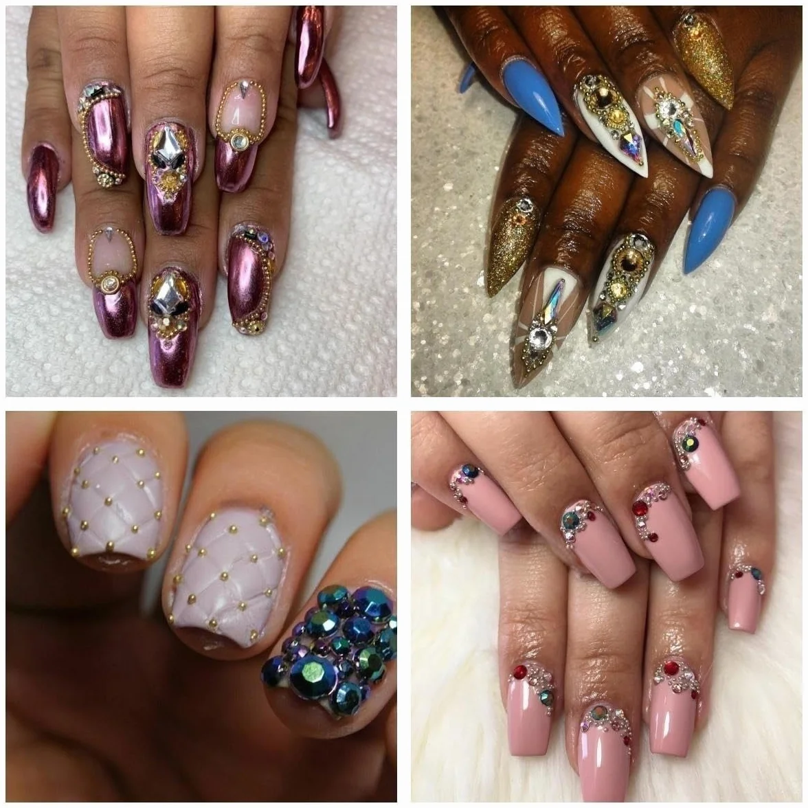Nailart koraliki do paznokci, 0,3-3 mm, złote srebro, mini kawior, kamienie stras, białe beżowe, mini paznokcie, mikroperły, dekoracja do paznokci