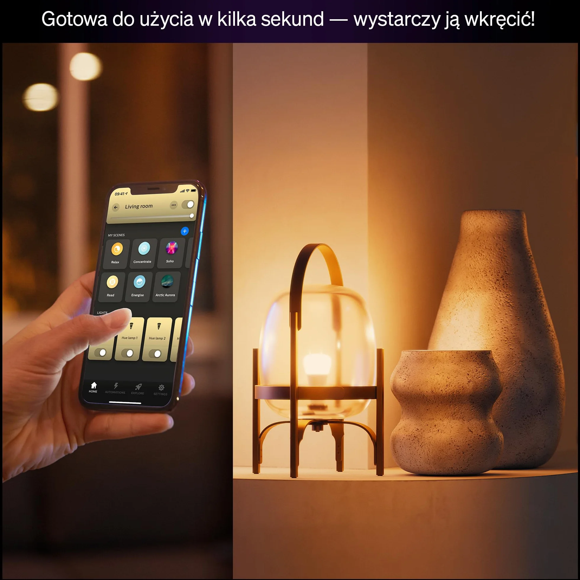 Żarów Philips Hue Smart LED A67, White and Color Ambiance, trzonek E27, 11,8 W, pełne spektrum światła 1000K–20000K, 1600 lumenów, przyciem, działa z Alexa, Google Assistant i Apple Home, op. 1 szt.