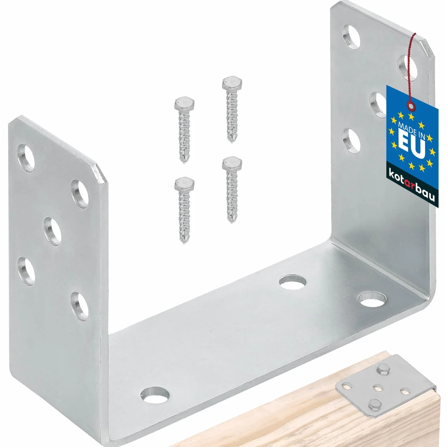 KOTARBAU® Wspornik słupka w kształcie litery U, 150 mm, ocynkowany ogniowo, srebrny, idealne rozwiązanie do łączenia różnych elementów
