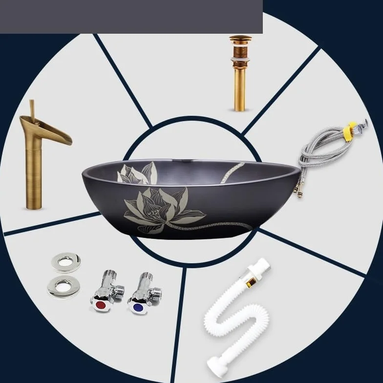 Zlewozmywak naczyniowy Umywalka nablatowa porcelanowa, ceramiczna, łazienkowa z kranem i odpływem