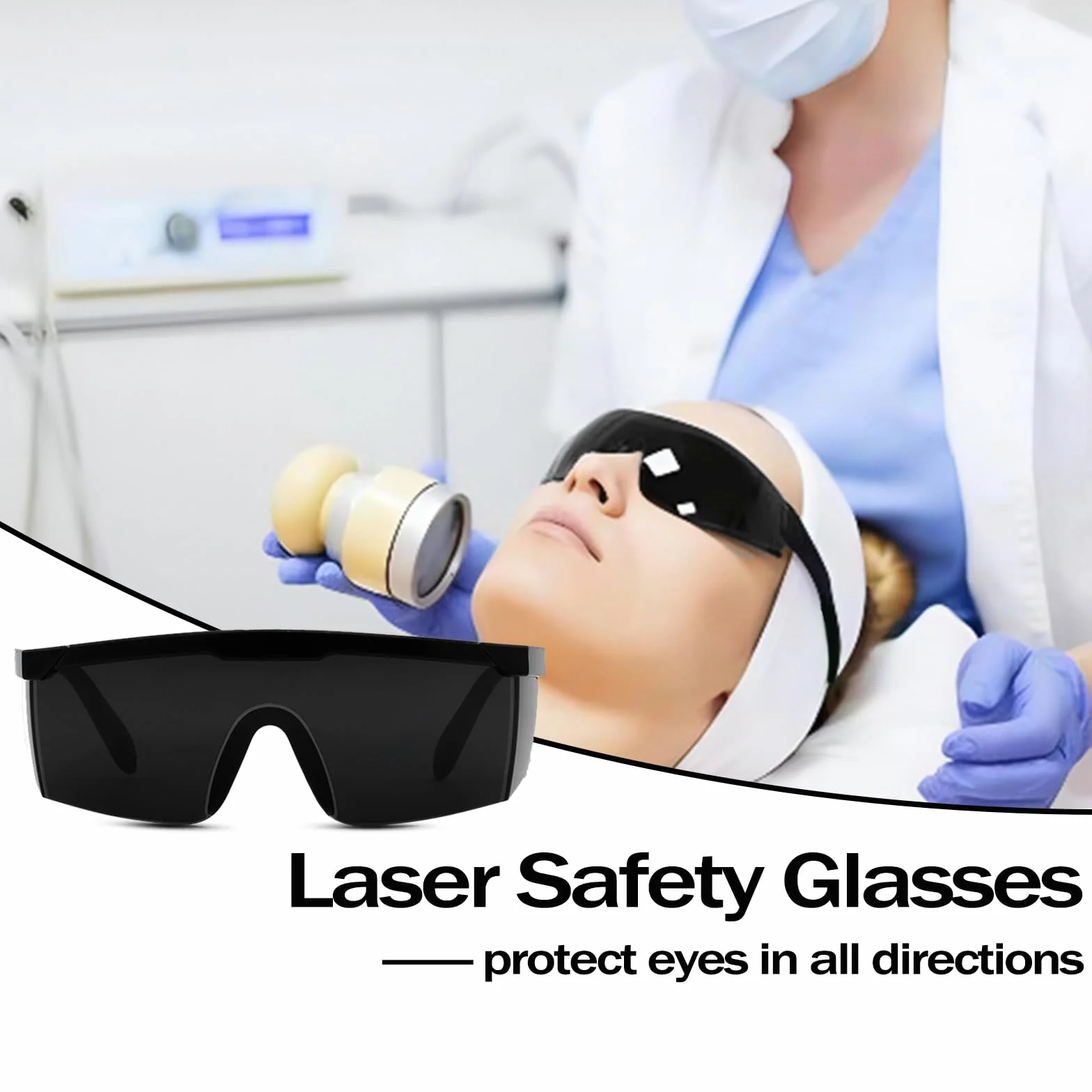 2 szt. Laserowe okulary ochronne na oczy, IPL 190-2000 nm Laserowe okulary ochronne, okulary ochronne do usuwania włosów do leczenia depilacji i operatora kosmetologii