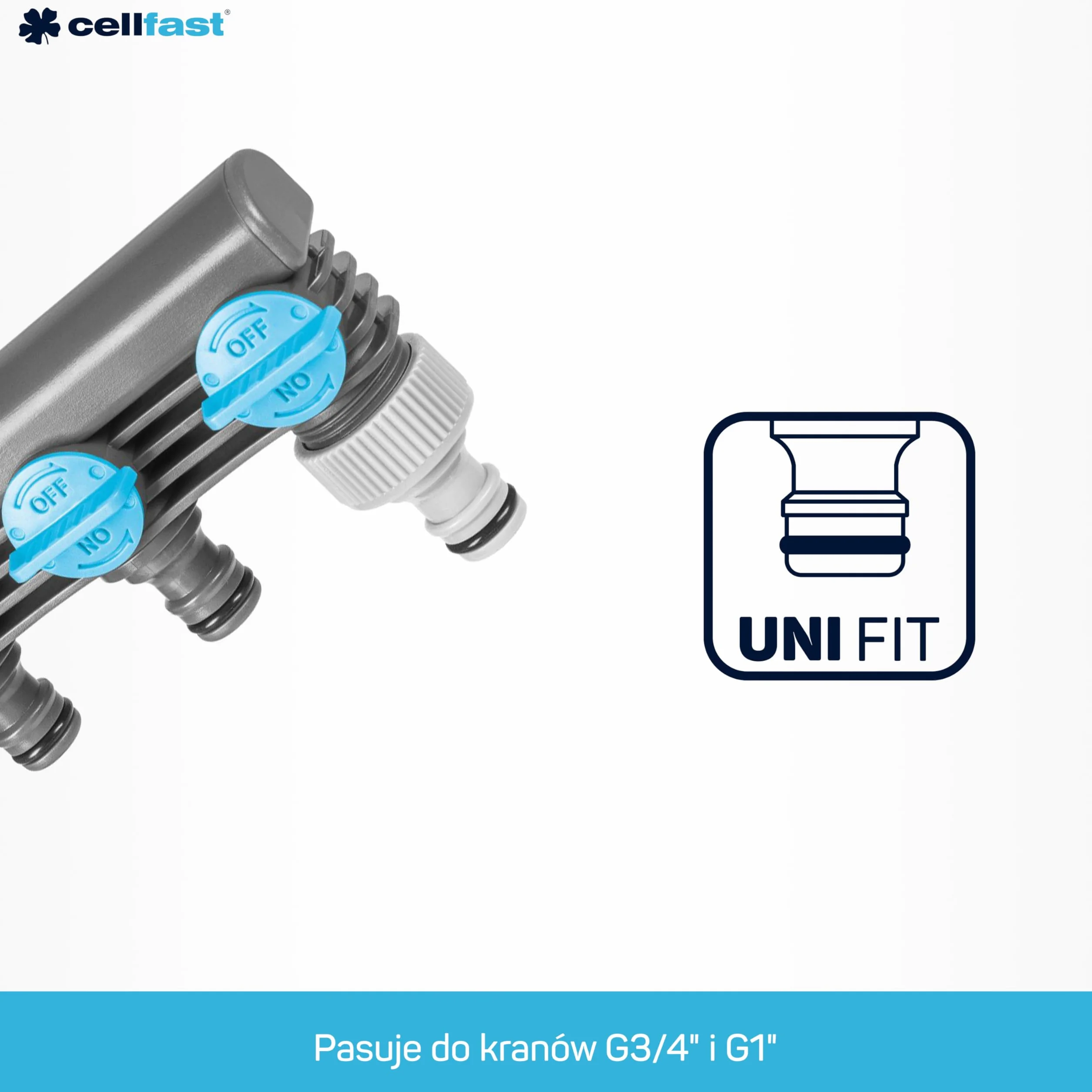 CELLFAST Rozdzielacz Poczwórny Płynna Regulacja Łącznik Kran G3/4" G1" Ideal