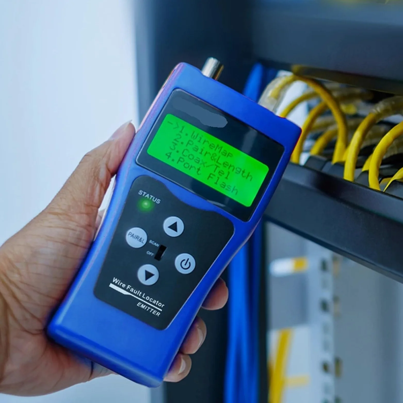 Tester Kabli Sieciowych, Tester kabli sieciowych LAN Pomiar długości kabli Test ciągłości przewodów Lokalizator kabli BNC RJ45 RJ11 Lokalizator kabli Ethernet