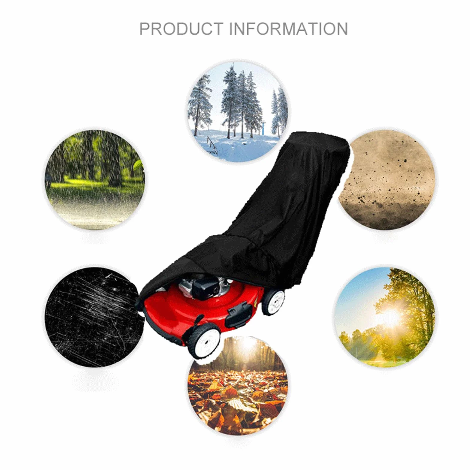 Pokrywka Kosiarki Xford Universal Fit Push Lawn Mower 210D Oxford Fabric Cover z Torbą, Czarny