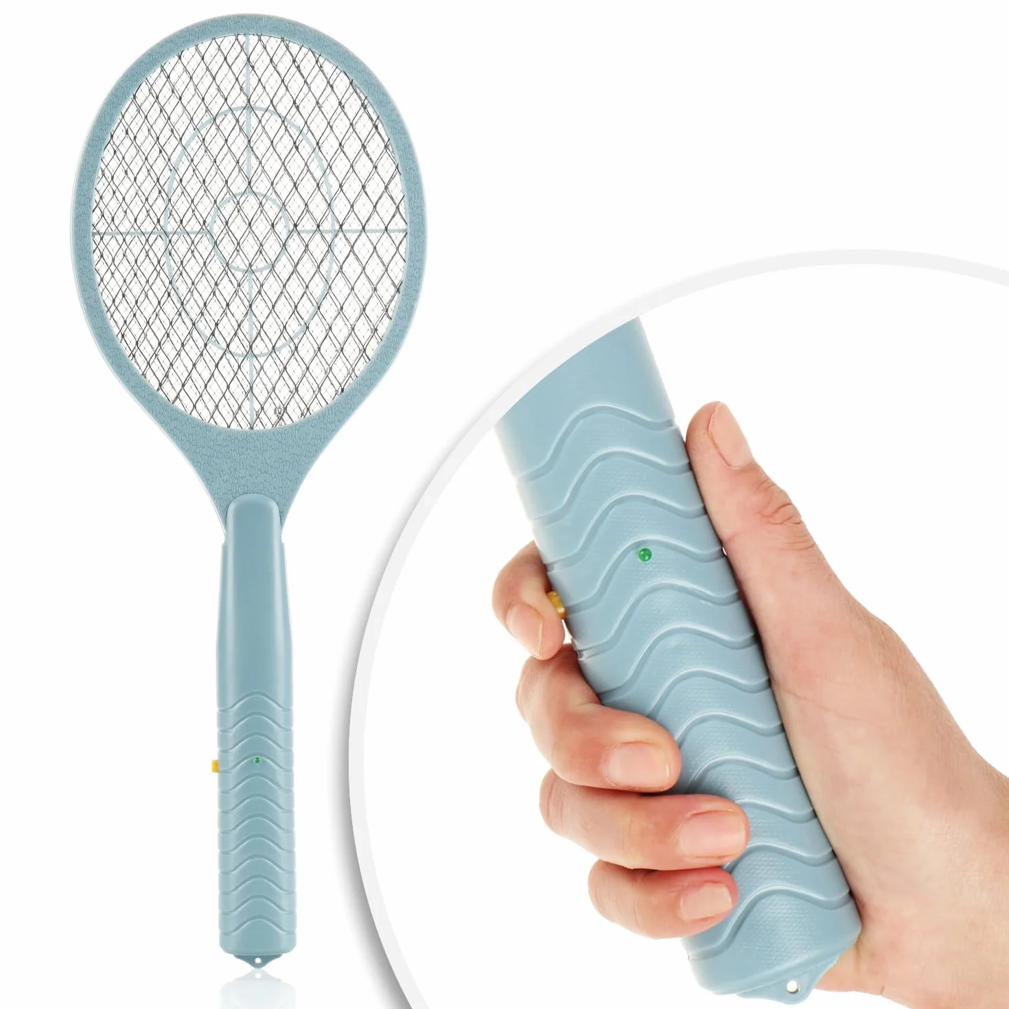 COM-FOUR® 2x Elektryczna Packa na Muchy 46 cm, Rakieta na Komary na Baterie, Urzadzenie do Zwalczania Owadów, Lapka na Muchy do Domu i Ogrodu [Kolory Losowe] (2 sztuki - mix kolorów)