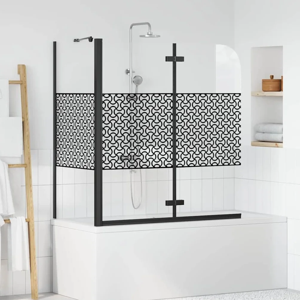 Geometryczna kabina prysznicowa, czarna, 120 x 67 x 129 cm, 4 mm szkło hartowane, aluminiowa rama, składane, obrotowe drzwi prysznicowe do wanny, ochrona przed pryskaniem
