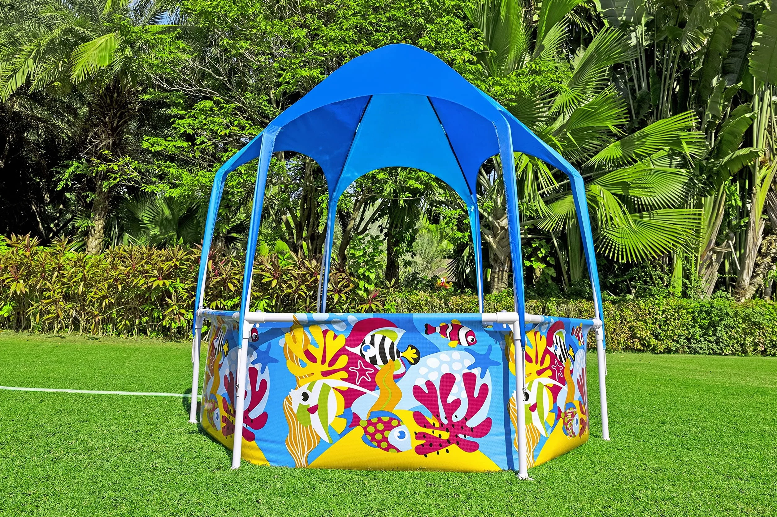 Bestway Splash in Shade 1,83 m x 1,83 m x 51 cm okrągły basen z wkładką DuraPlus i baldachimem UV