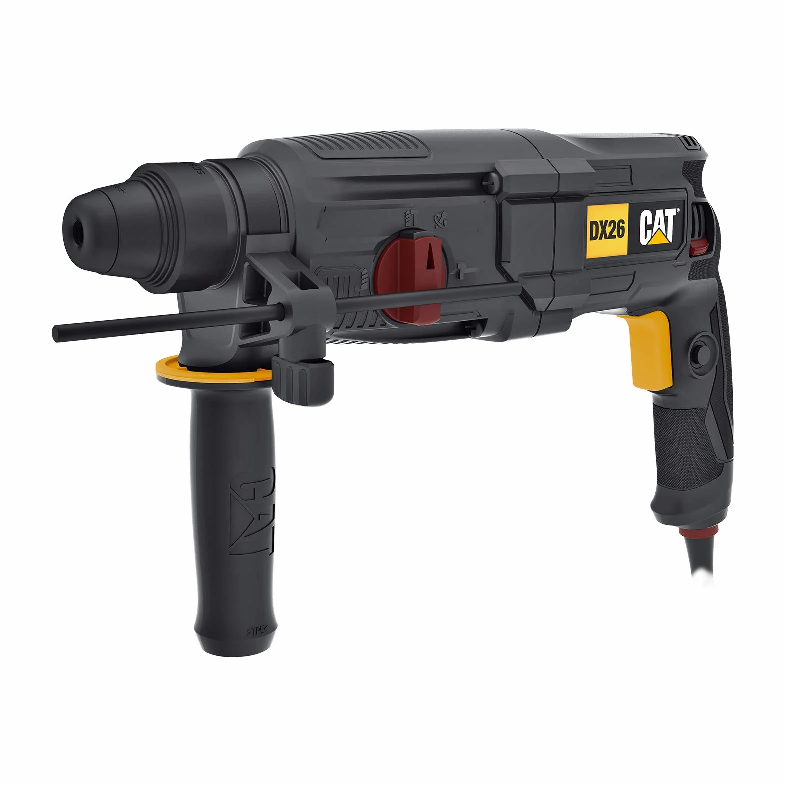 CAT Caterpillar młot udarowo-obrotowy 800 W, SDS-plus, energia udaru: 3.0 J, 5300 min.-1 liczba udarowa, wiercenie udarowe, wiercenie i dłuto z mocowaniem dłuta, w walizce