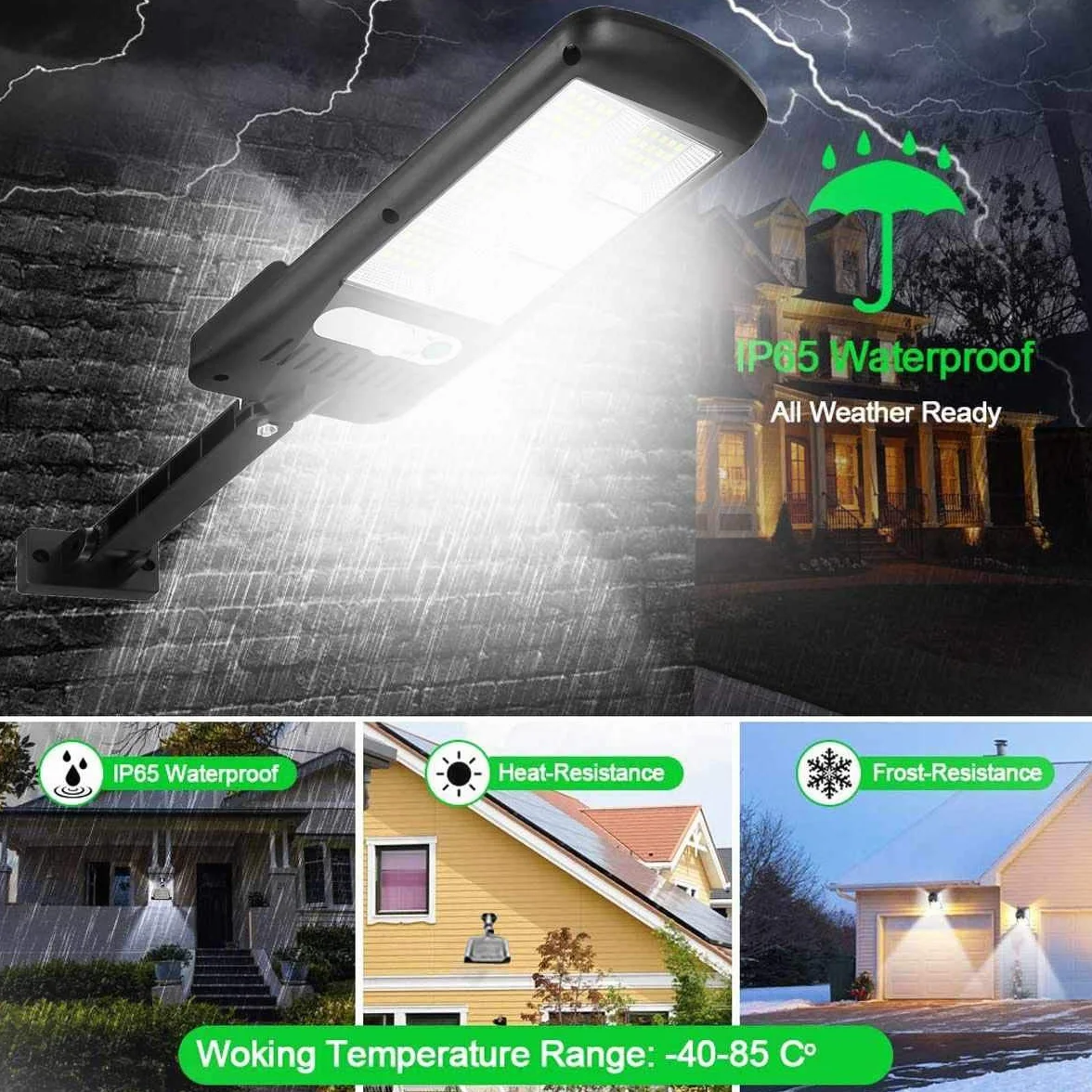 Solarna lampa uliczna 120 LED czujnik ruchu PIR lampa słoneczna IP65 wodoodporne oświetlenie zewnętrzne lampa ogrodowa oświetlenie naścienne Led (2 szt.)