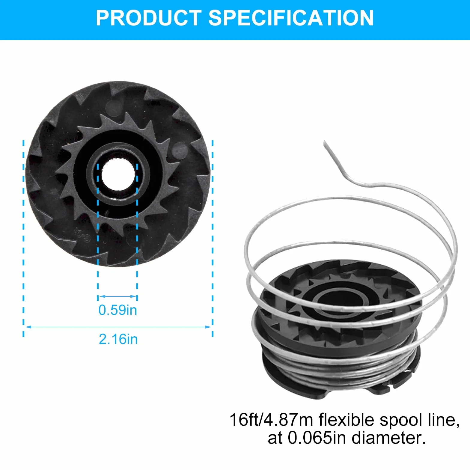6 sztuk szpul z żyłką do podkaszarki zamiennych na Bosch, szpula 1,65mm F016800569/F016800385, nylonowa szpula do podkaszarki z 2 sztuk osłon szpuli, do akumulatorowych podkaszarek