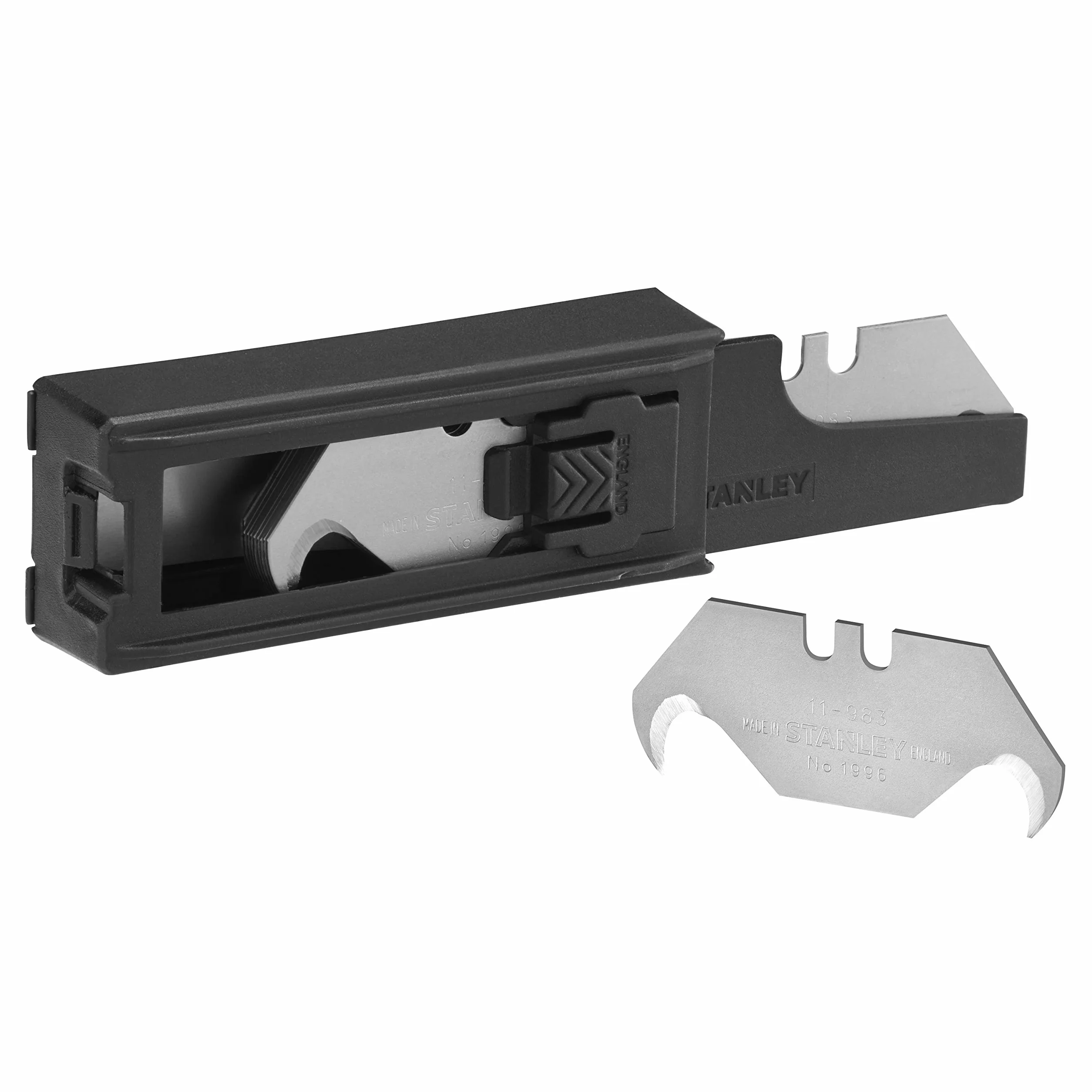 Stanley Ostrza haczykowe 1996 (grubość ostrza 0,65 mm, odpowiednie do opakowaniów/wykładzin podłogowych/plastików) 10 sztuk, 1-11-802